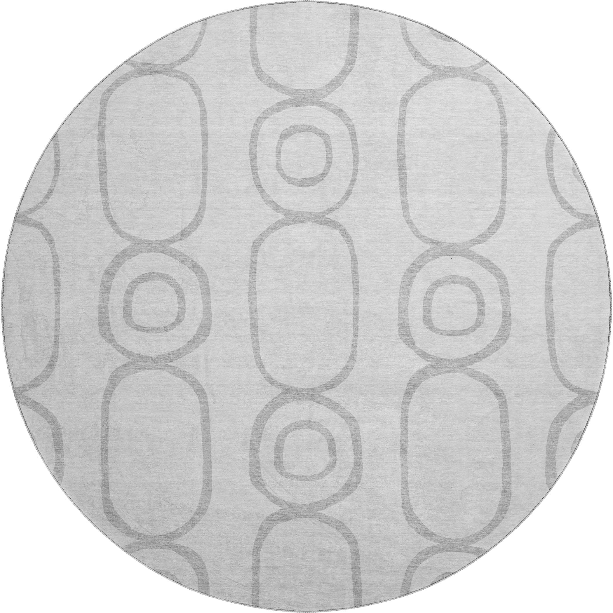 Mdina Machine Washable Transitional Silver Gray Rug 8' x 8' #shape_Round
