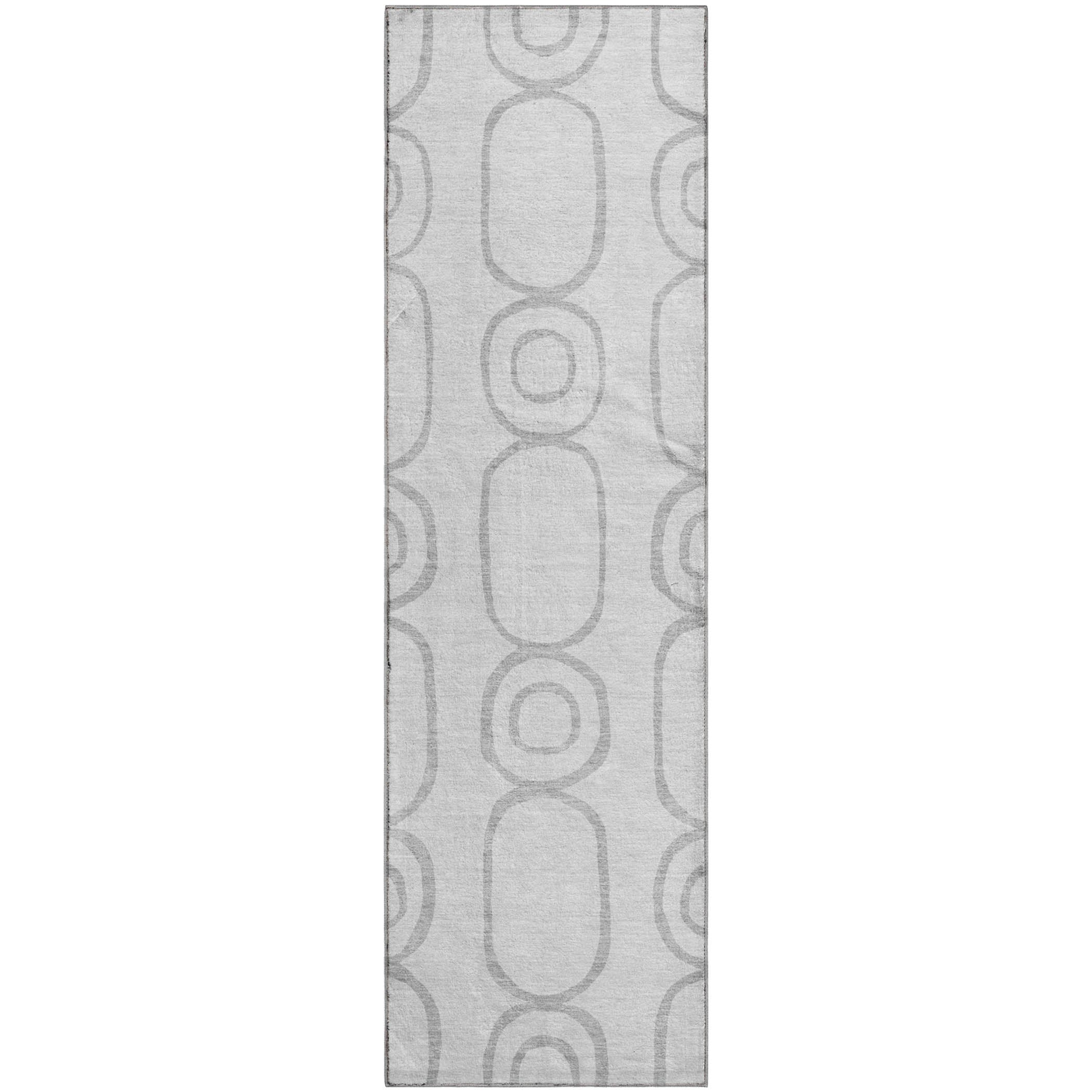 Mdina Machine Washable Transitional Silver Gray Rug 2'3" x 7'6" #shape_Runner