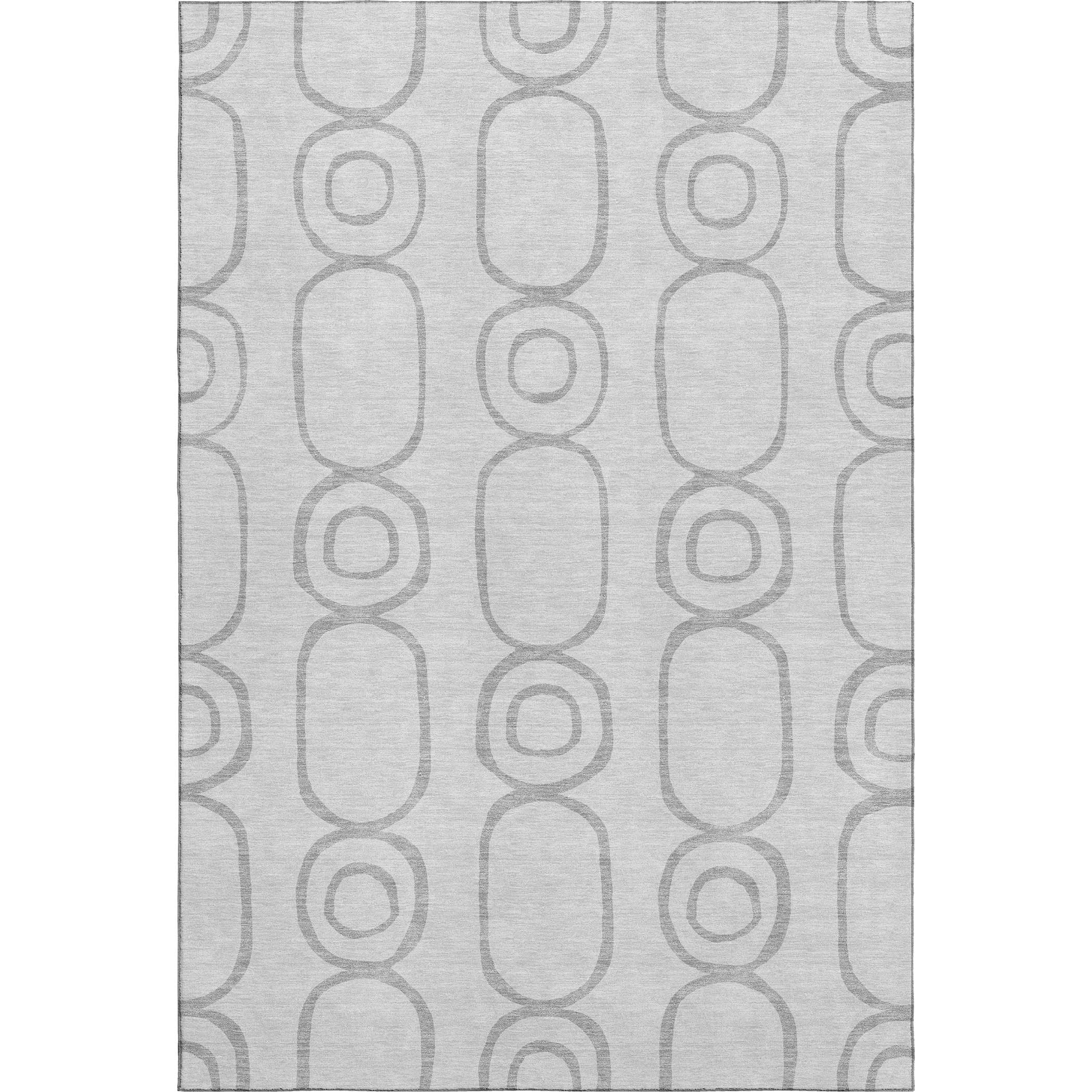 Mdina Machine Washable Transitional Silver Gray Rug 3' x 5' #shape_Rectangle