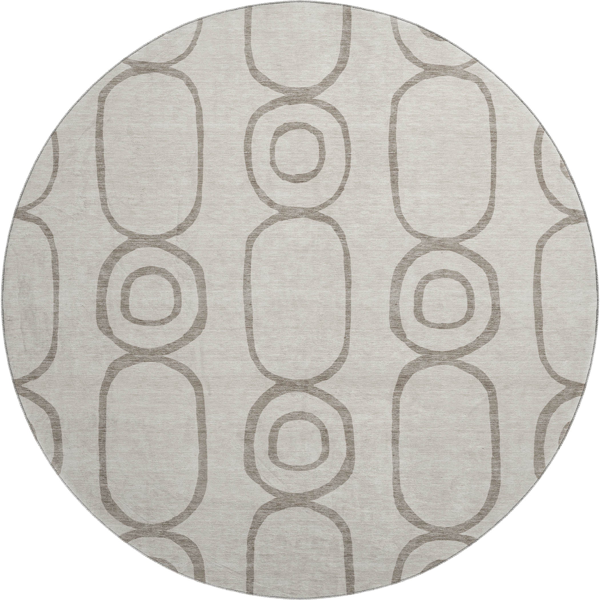 Mdina Machine Washable Transitional Taupe Brown Rug 8' x 8' #shape_Round