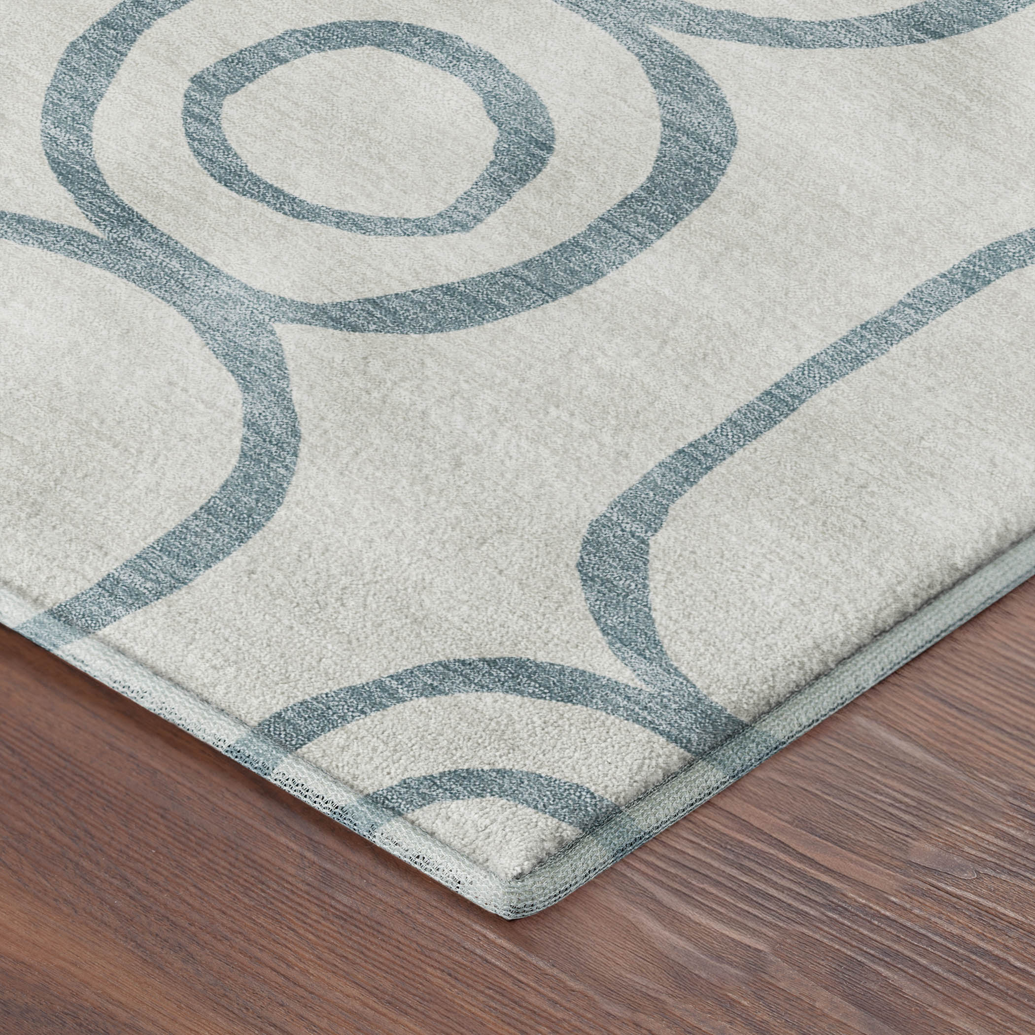 Mdina Machine Washable Transitional Teal Rug 1'8" x 2'6" #shape_Rectangle