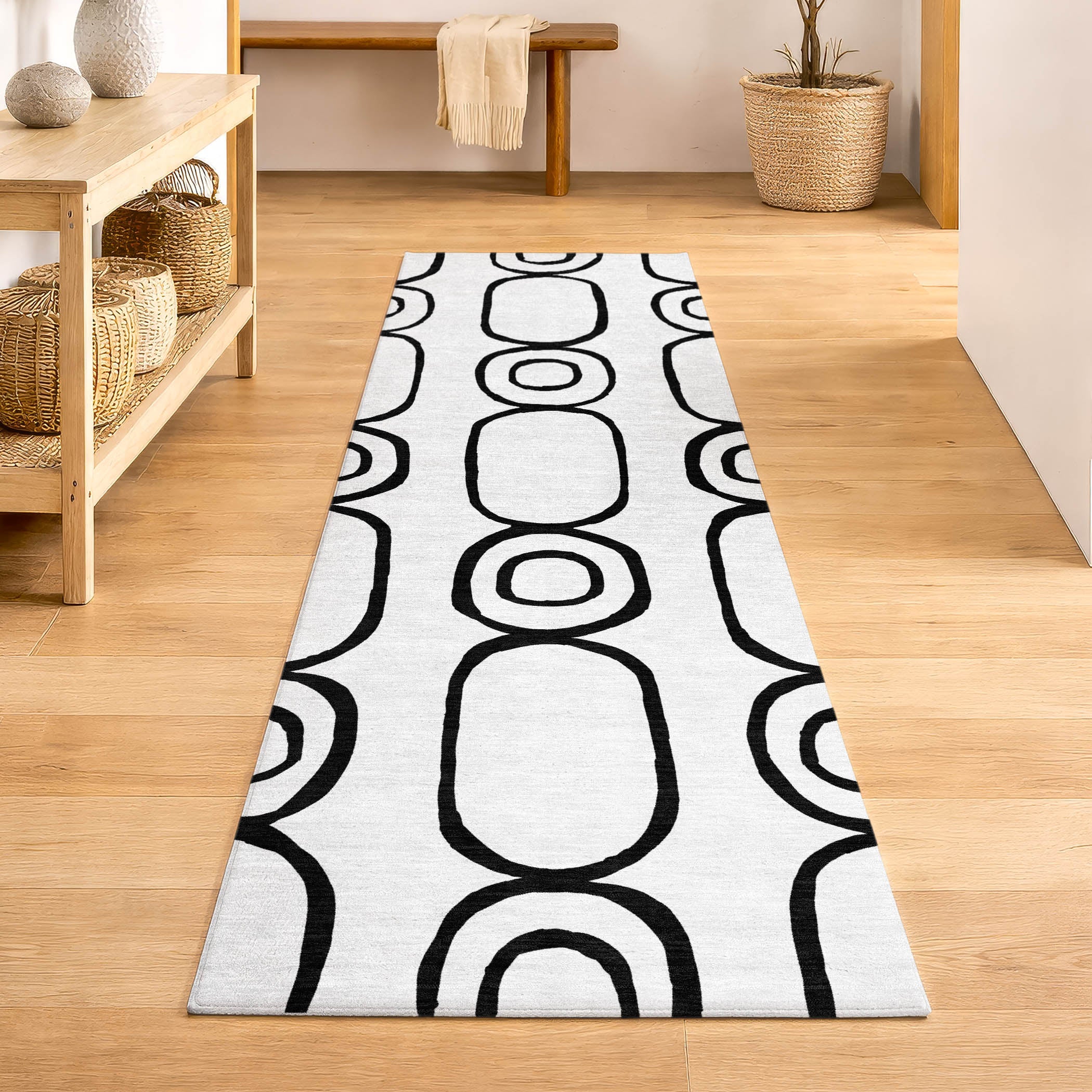 Mdina Machine Washable Transitional White Ivory Rug 2'3" x 7'6" #shape_Runner