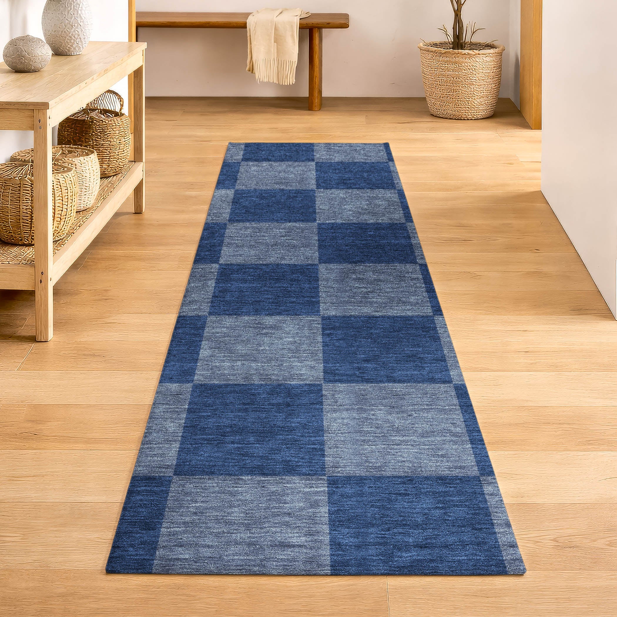 Budapest Machine Washable Transitional Blue Rug 2'3" x 7'6" #shape_Runner