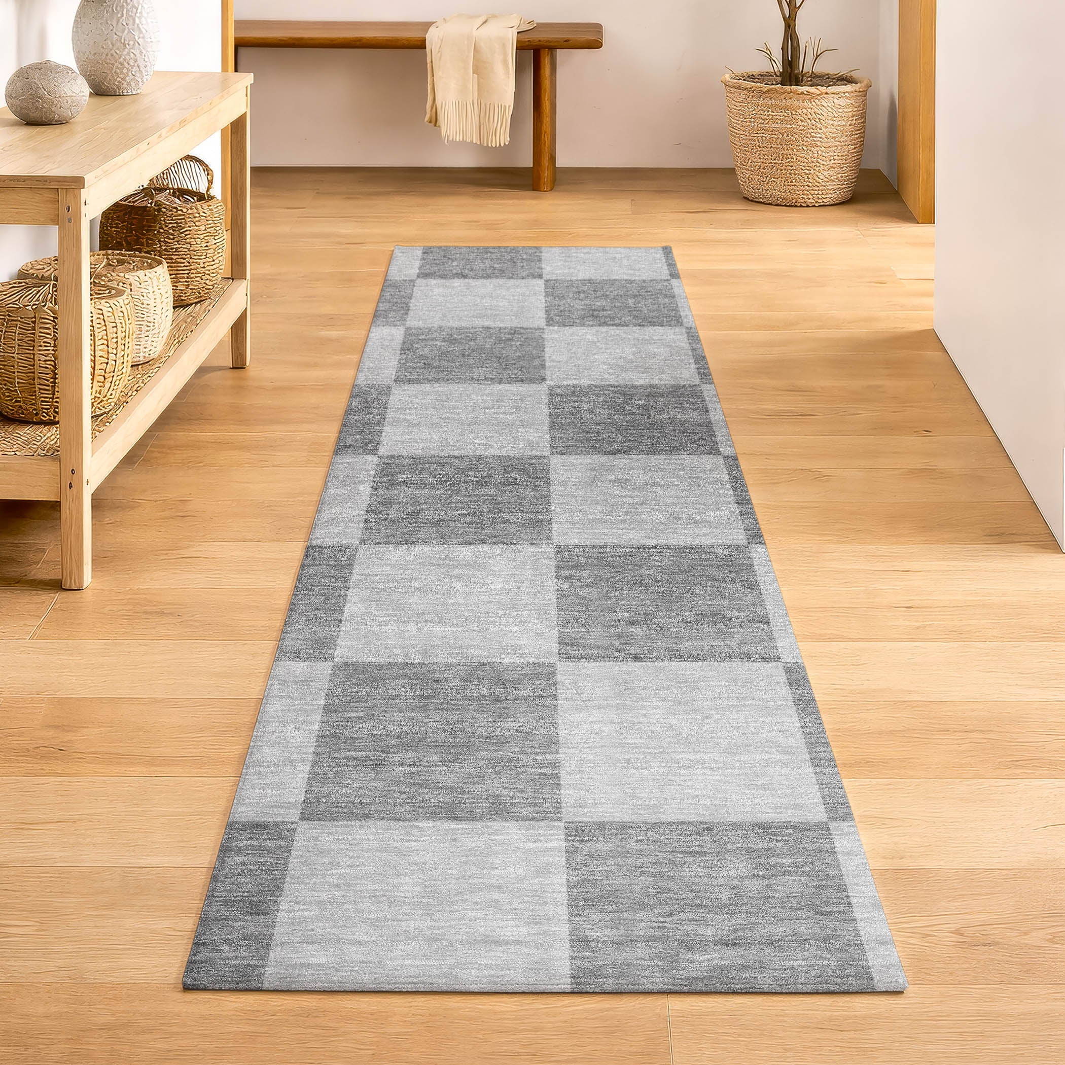Budapest Machine Washable Transitional Gray Rug 2'3" x 7'6" #shape_Runner