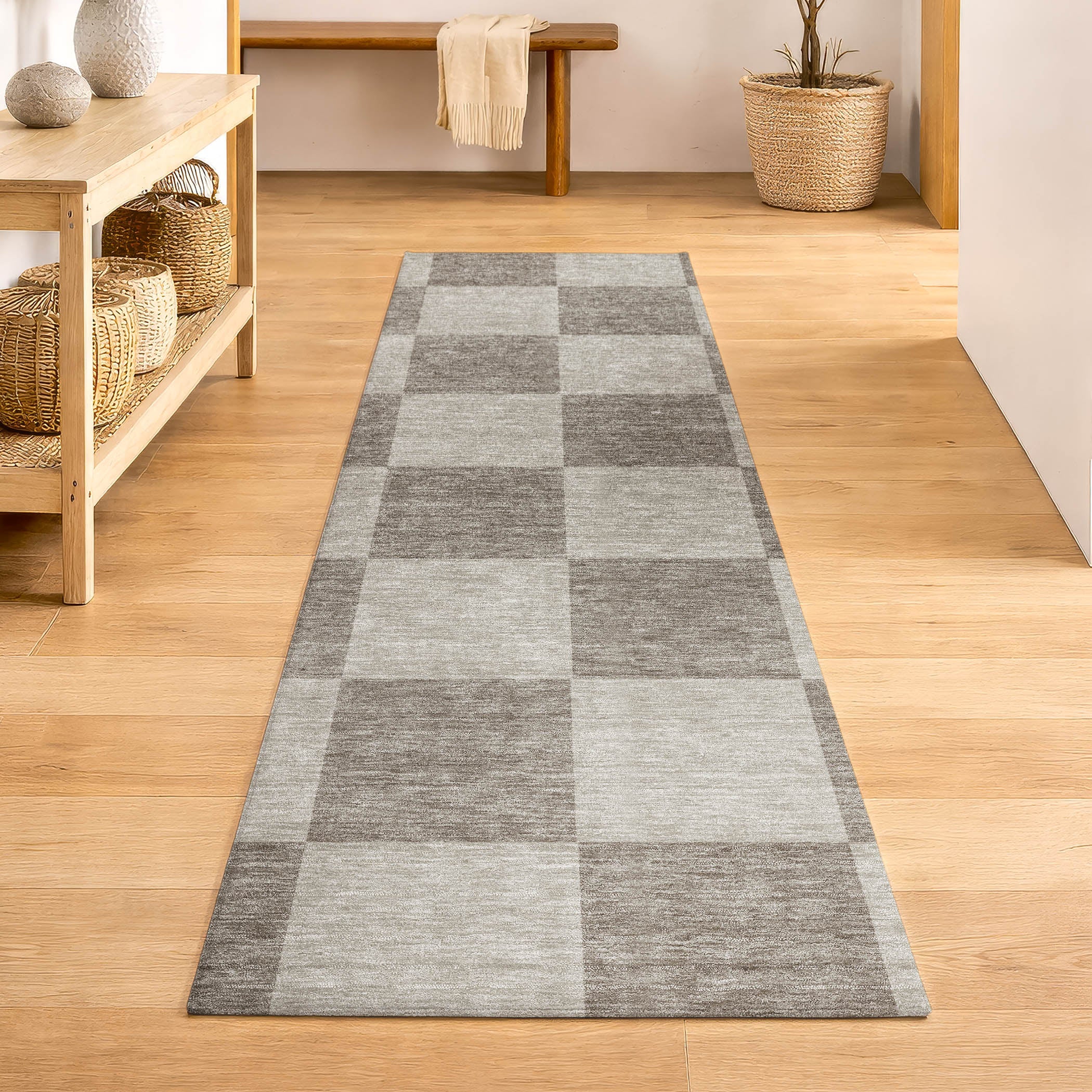 Budapest Machine Washable Transitional Khaki Brown Rug 2'3" x 7'6" #shape_Runner