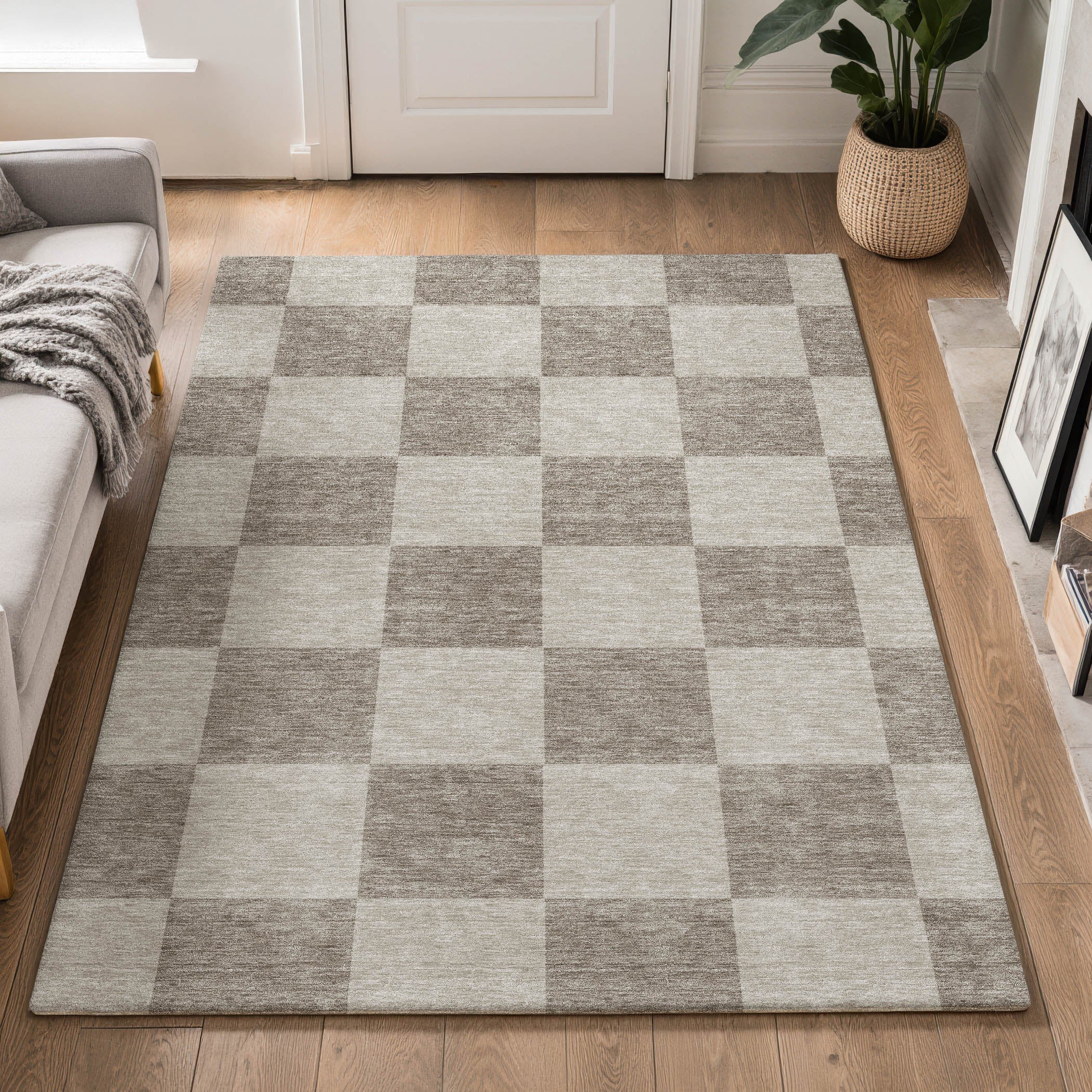 Budapest Machine Washable Transitional Khaki Brown Rug 3' x 5' #shape_Rectangle