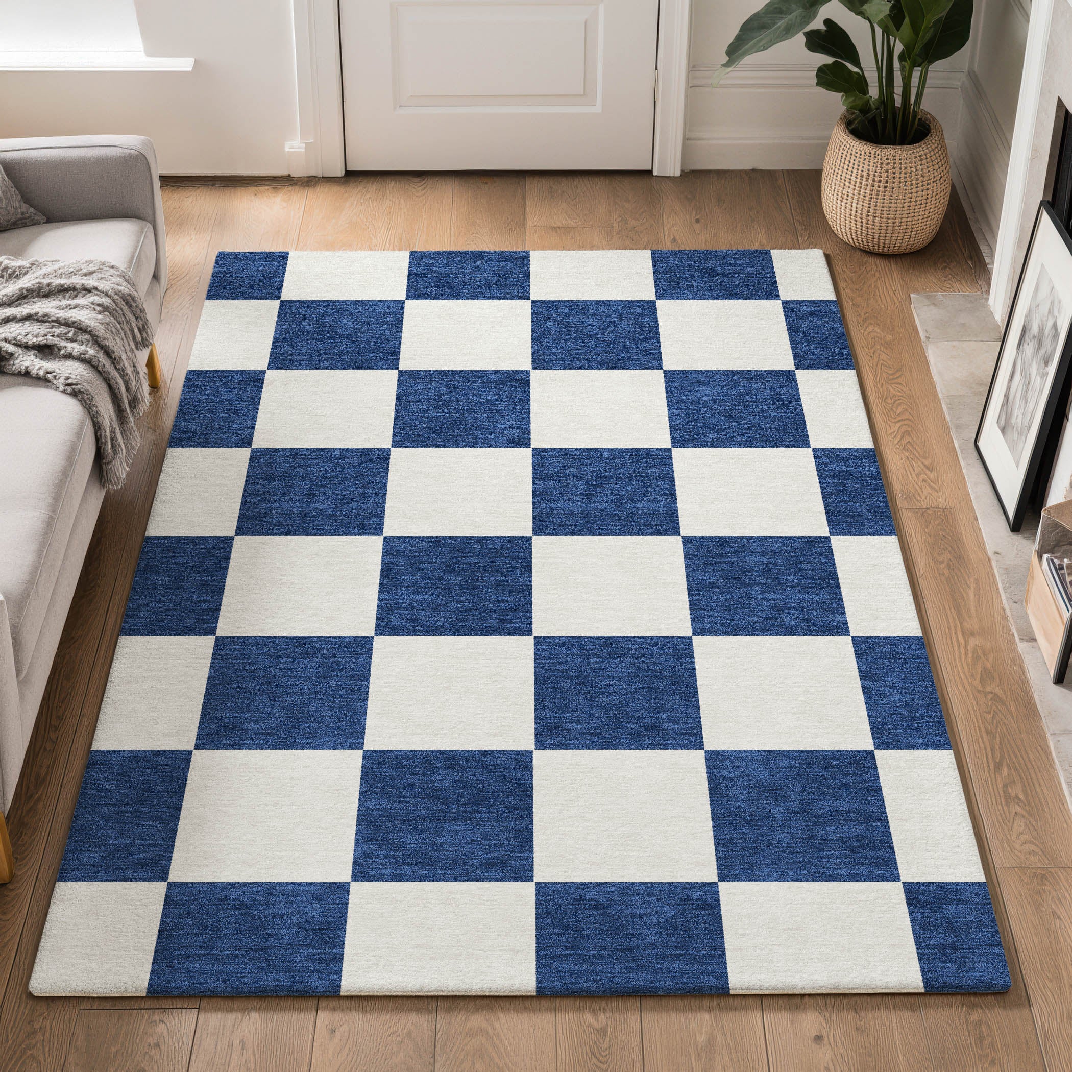 Budapest Machine Washable Transitional Navy Blue Rug 3' x 5' #shape_Rectangle