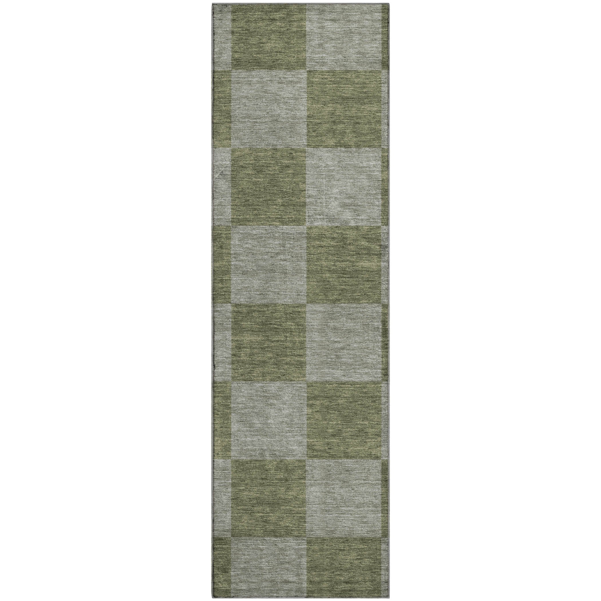 Budapest Machine Washable Transitional Olive Green Rug 2'3" x 7'6" #shape_Runner
