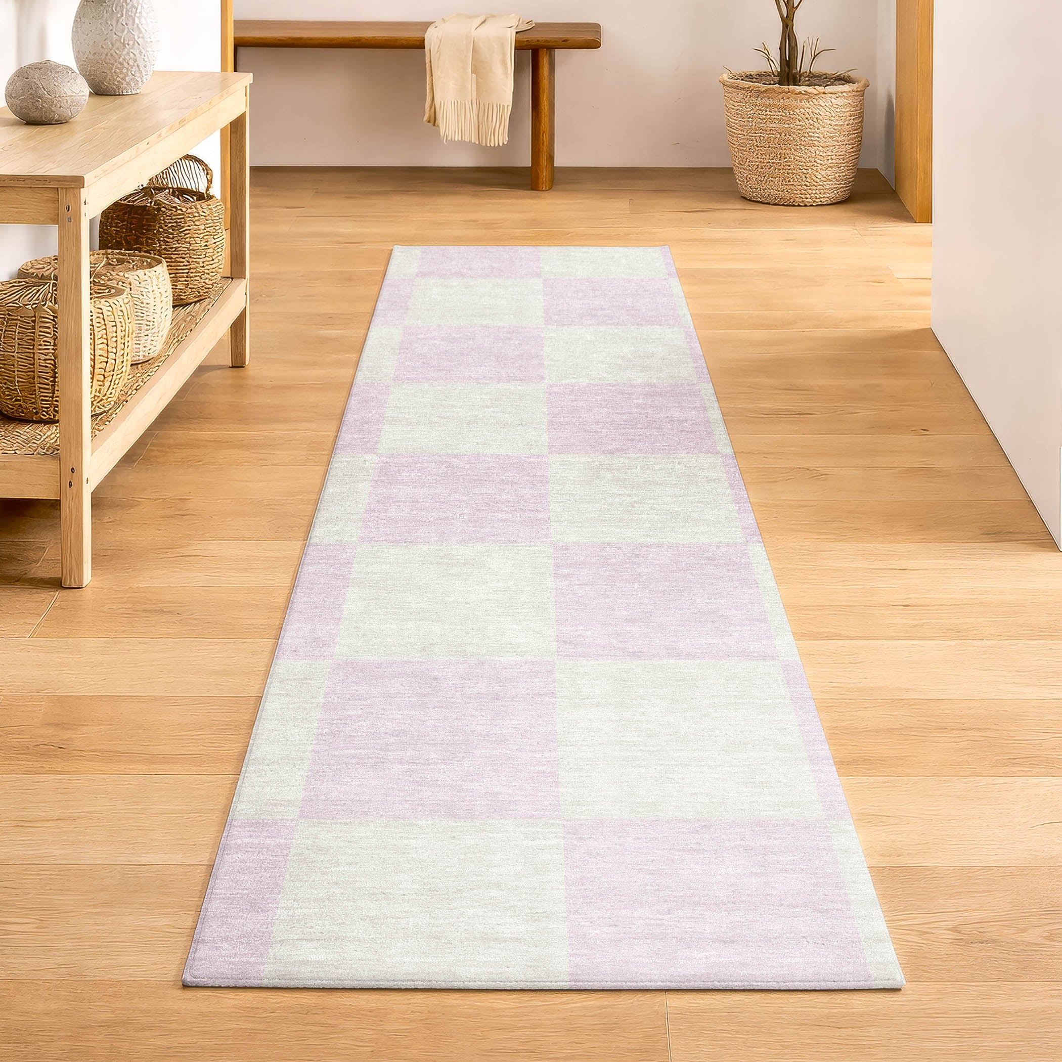 Budapest Machine Washable Transitional Pink Rug 2'3" x 7'6" #shape_Runner