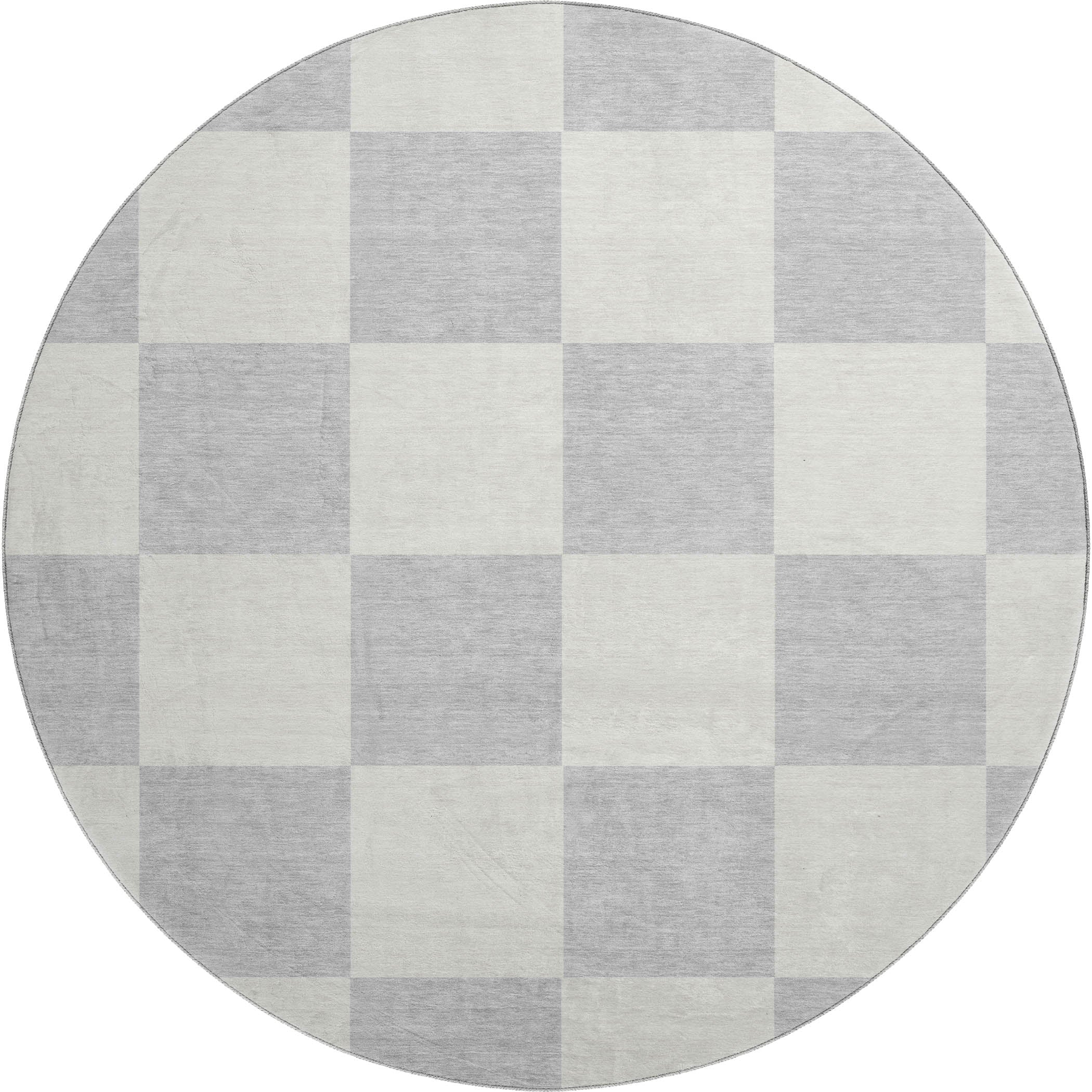 Budapest Machine Washable Transitional Silver Gray Rug 8' x 8' #shape_Round