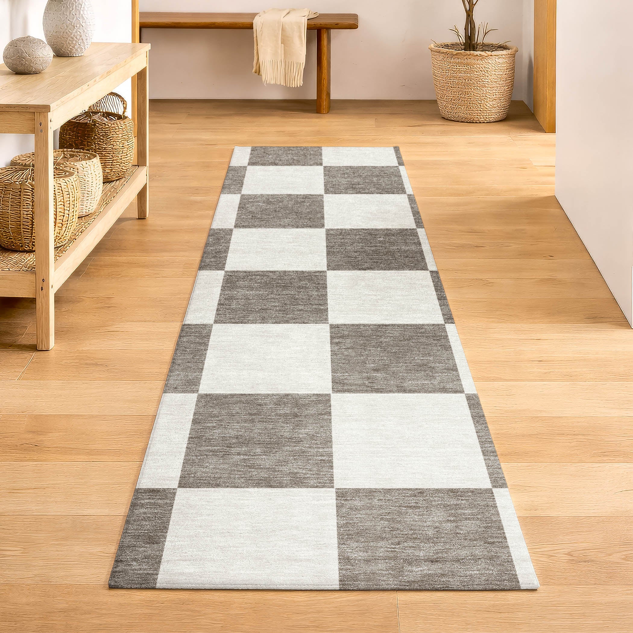 Budapest Machine Washable Transitional Taupe Brown Rug 2'3" x 7'6" #shape_Runner
