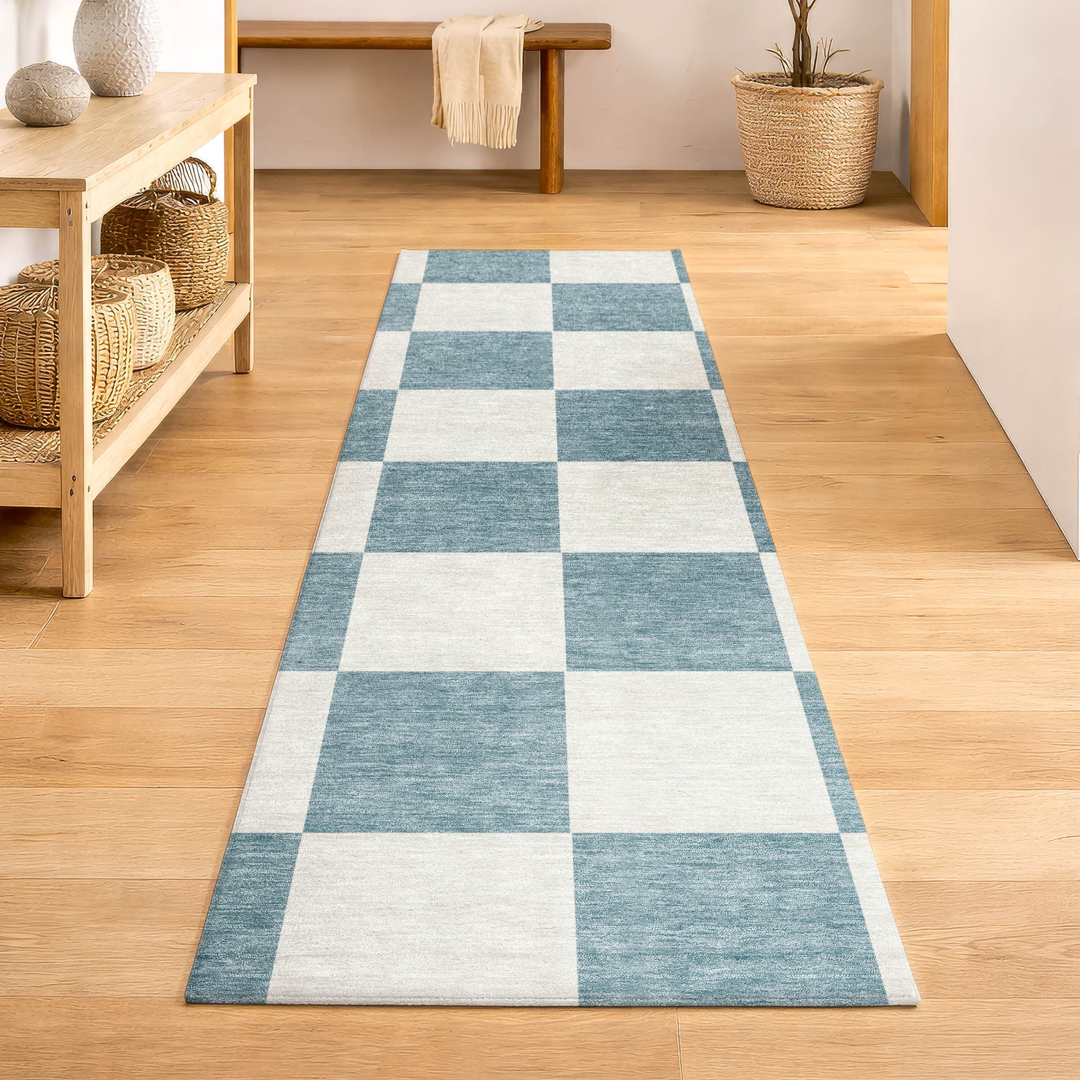 Budapest Machine Washable Transitional Teal Rug 2'3" x 7'6" #shape_Runner