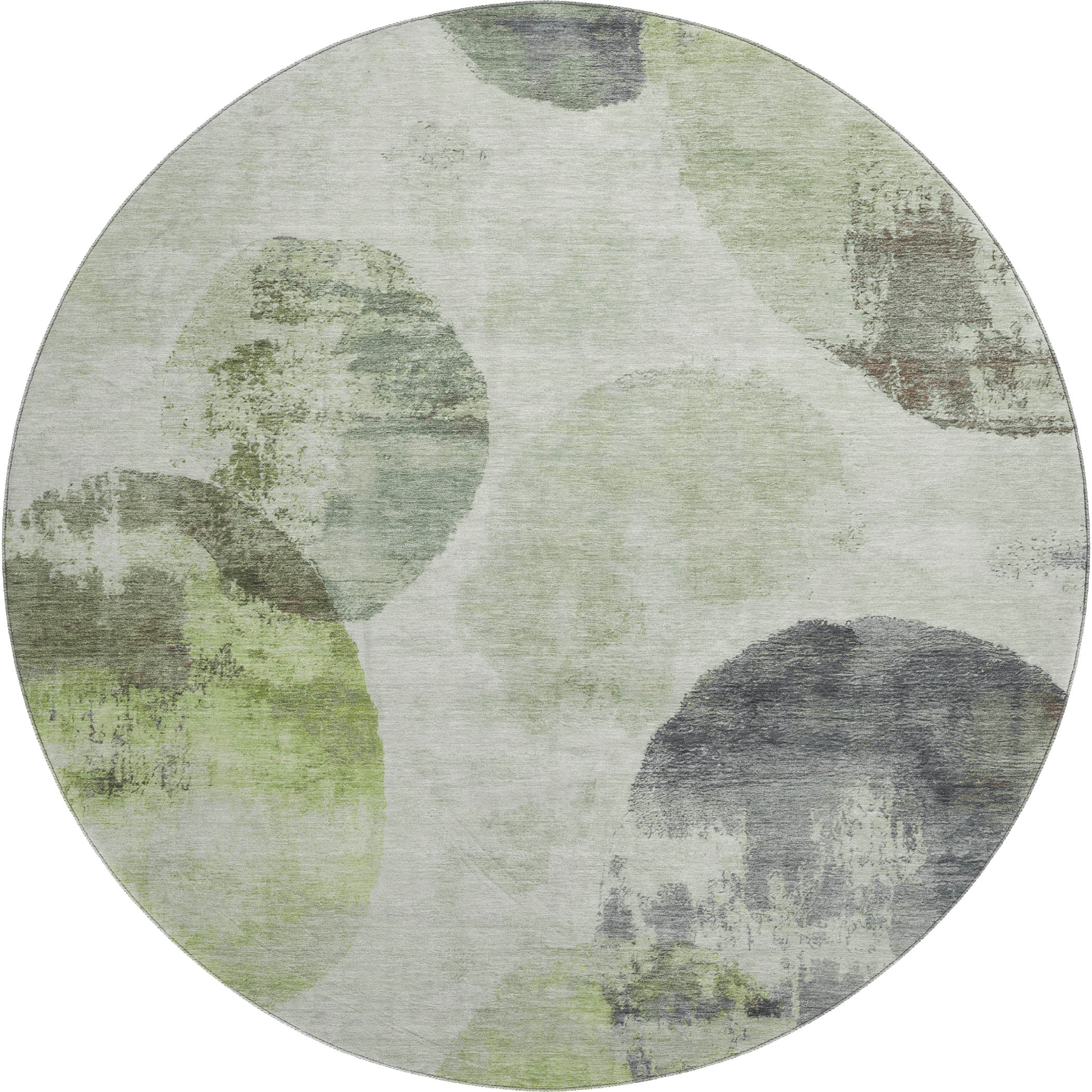 Budapest Machine Washable Contemporary Aloe Green Rug 8' x 8' #shape_Round