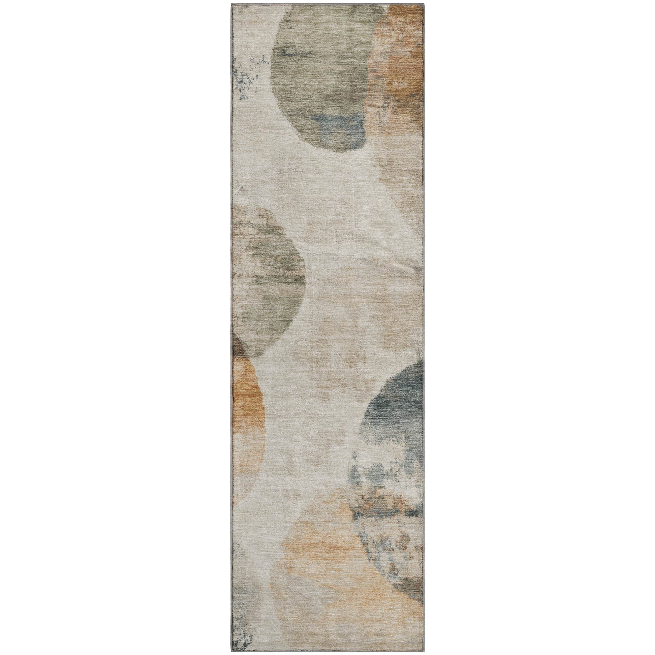 Budapest Machine Washable Contemporary Beige Brown Rug 2'3" x 7'6" #shape_Runner