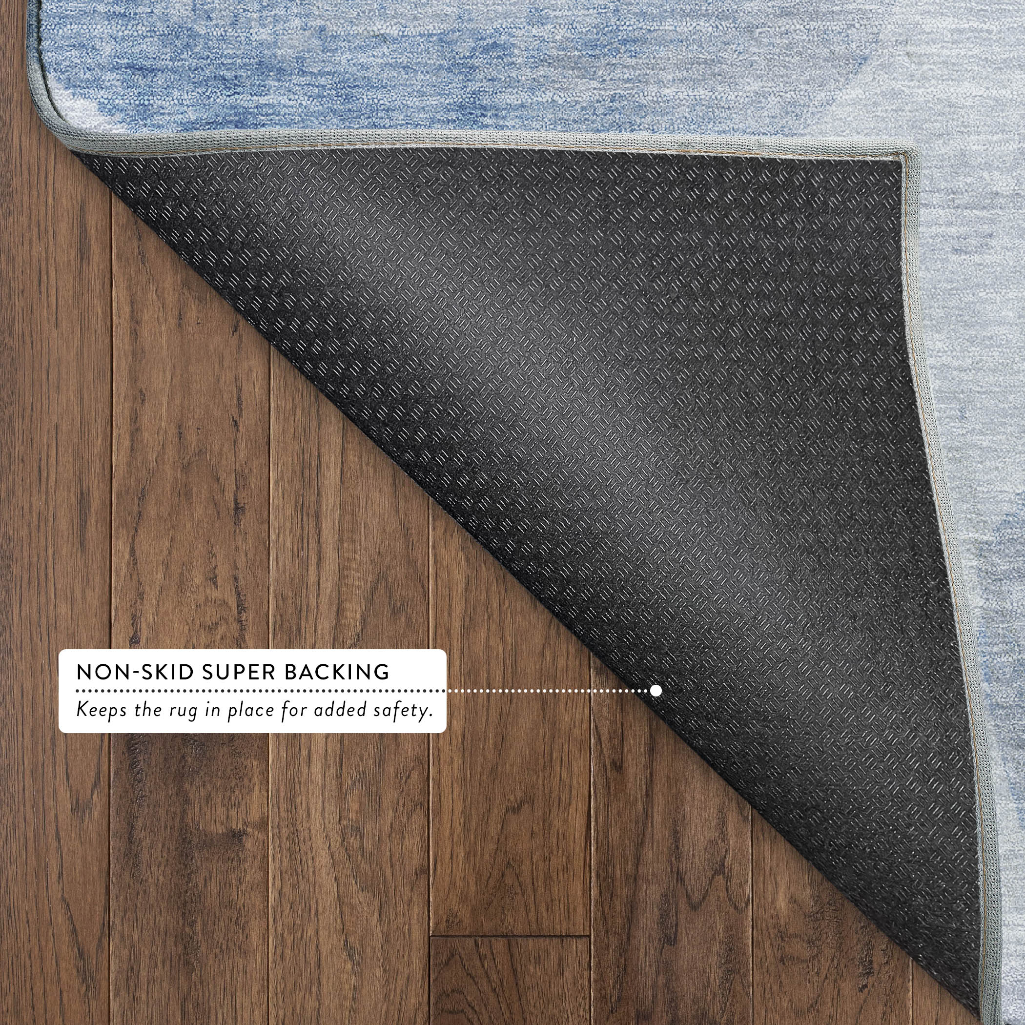 Budapest Machine Washable Contemporary Denim Blue Rug 1'8" x 2'6" #shape_Rectangle