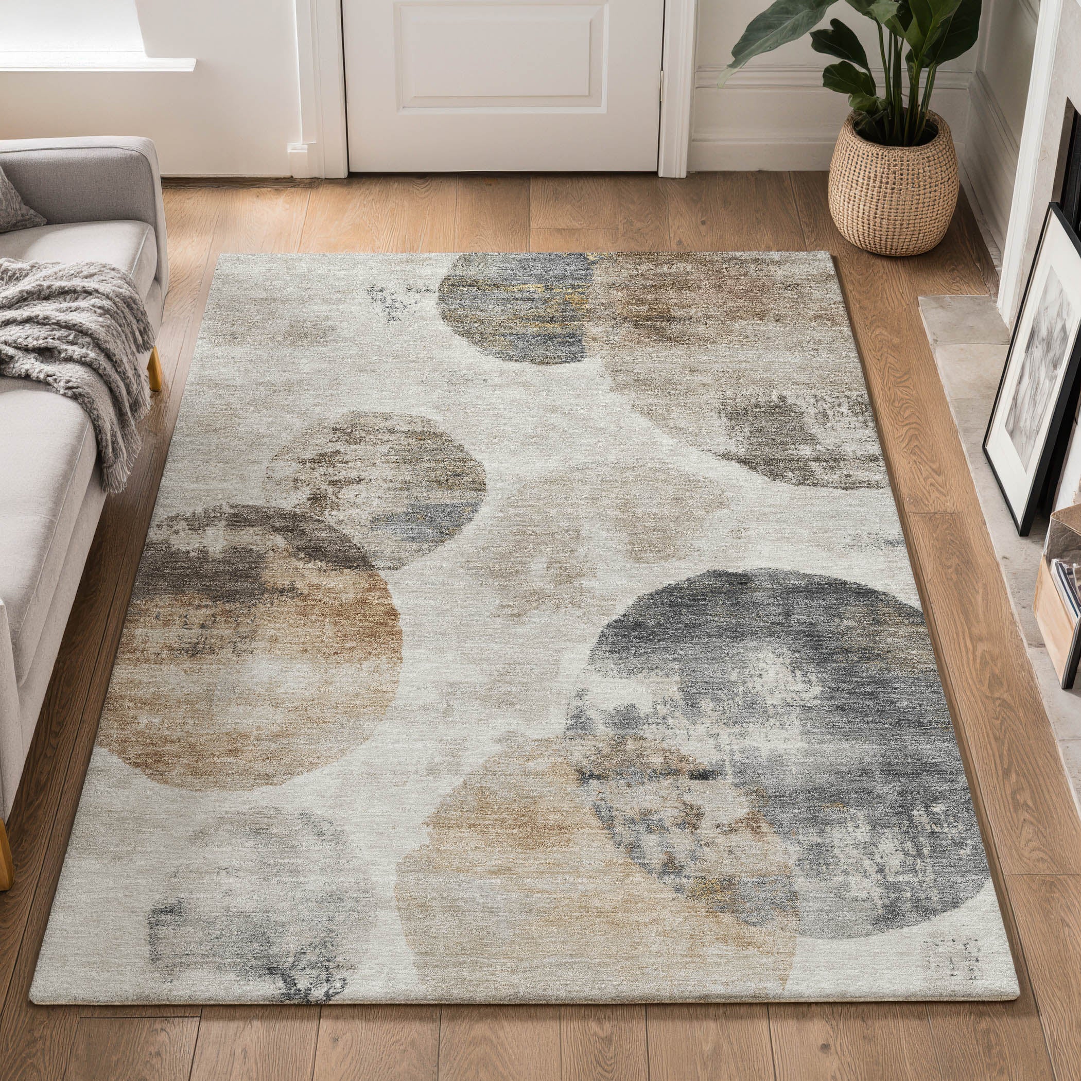 Budapest Machine Washable Contemporary Taupe Brown Rug 3' x 5' #shape_Rectangle