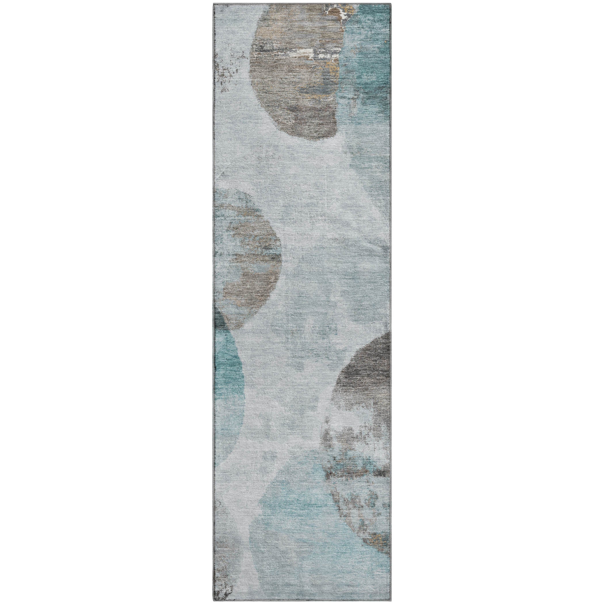 Budapest Machine Washable Contemporary Teal Rug 2'3" x 7'6" #shape_Runner