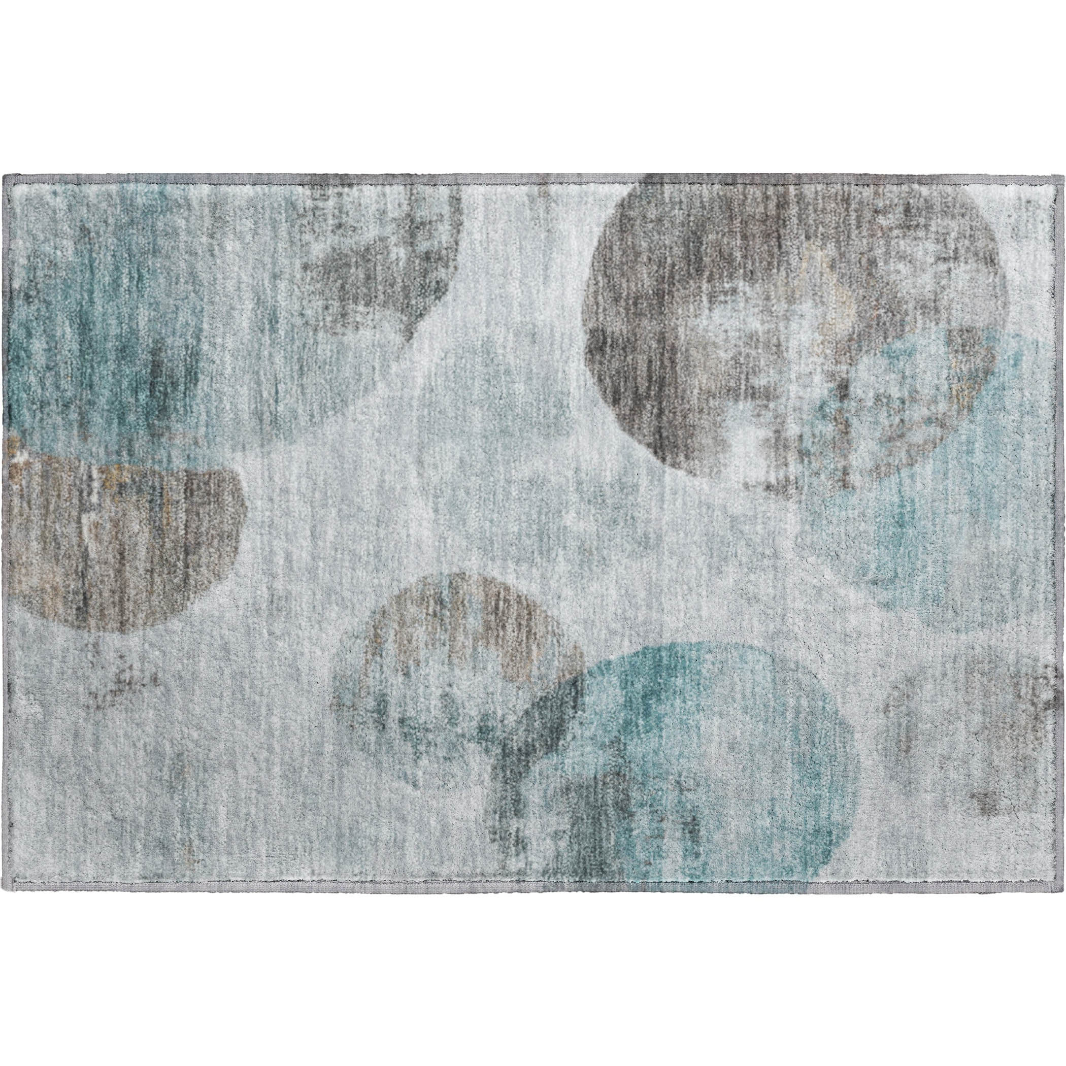 Budapest Machine Washable Contemporary Teal Rug 1'8" x 2'6" #shape_Rectangle