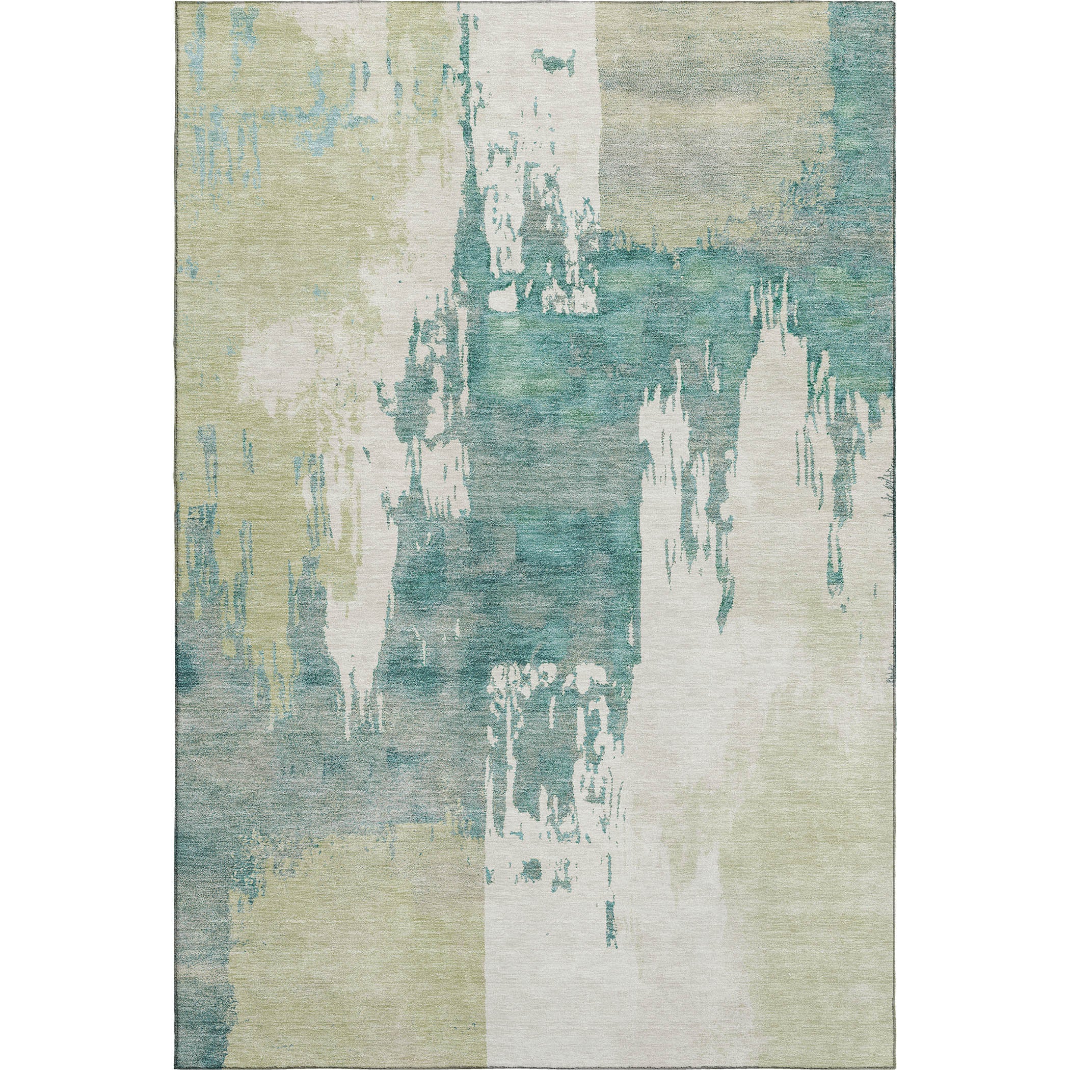 Mdina Machine Washable Contemporary Aloe Green Rug 3' x 5' #shape_Rectangle