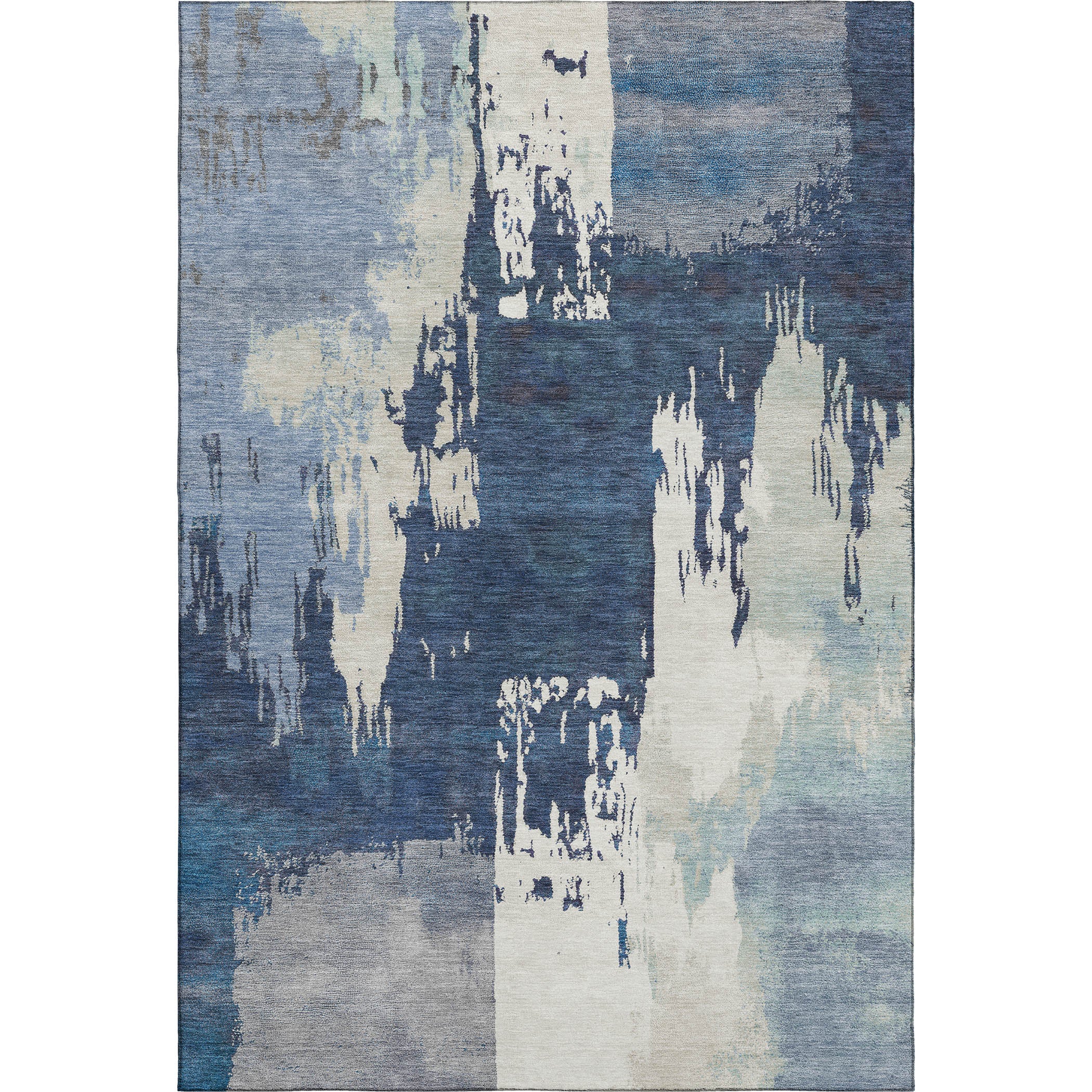 Mdina Machine Washable Contemporary Blue Rug 3' x 5' #shape_Rectangle
