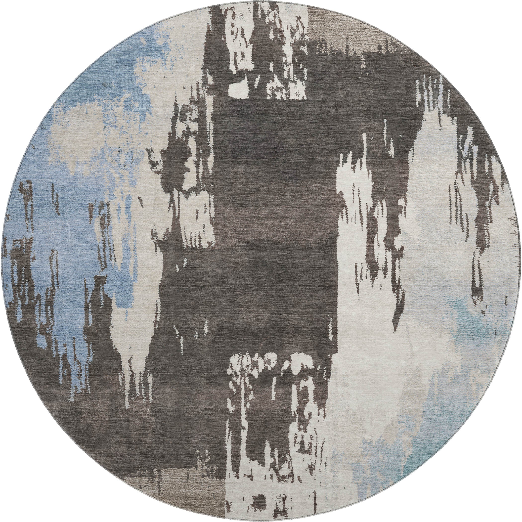 Mdina Machine Washable Contemporary Brown Rug 8' x 8' #shape_Round