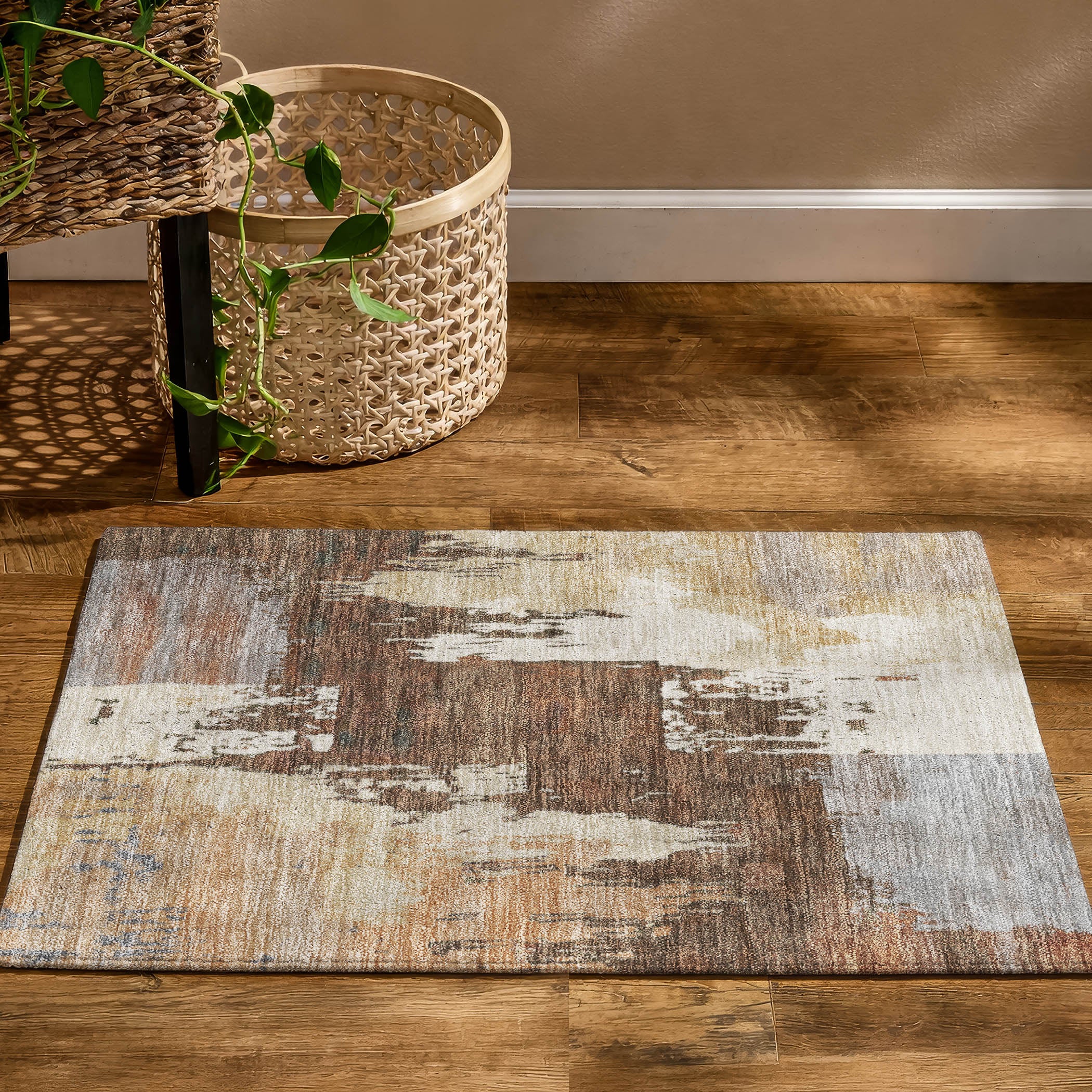 Mdina Machine Washable Contemporary Cayenne Orange Rug 1'8" x 2'6" #shape_Rectangle