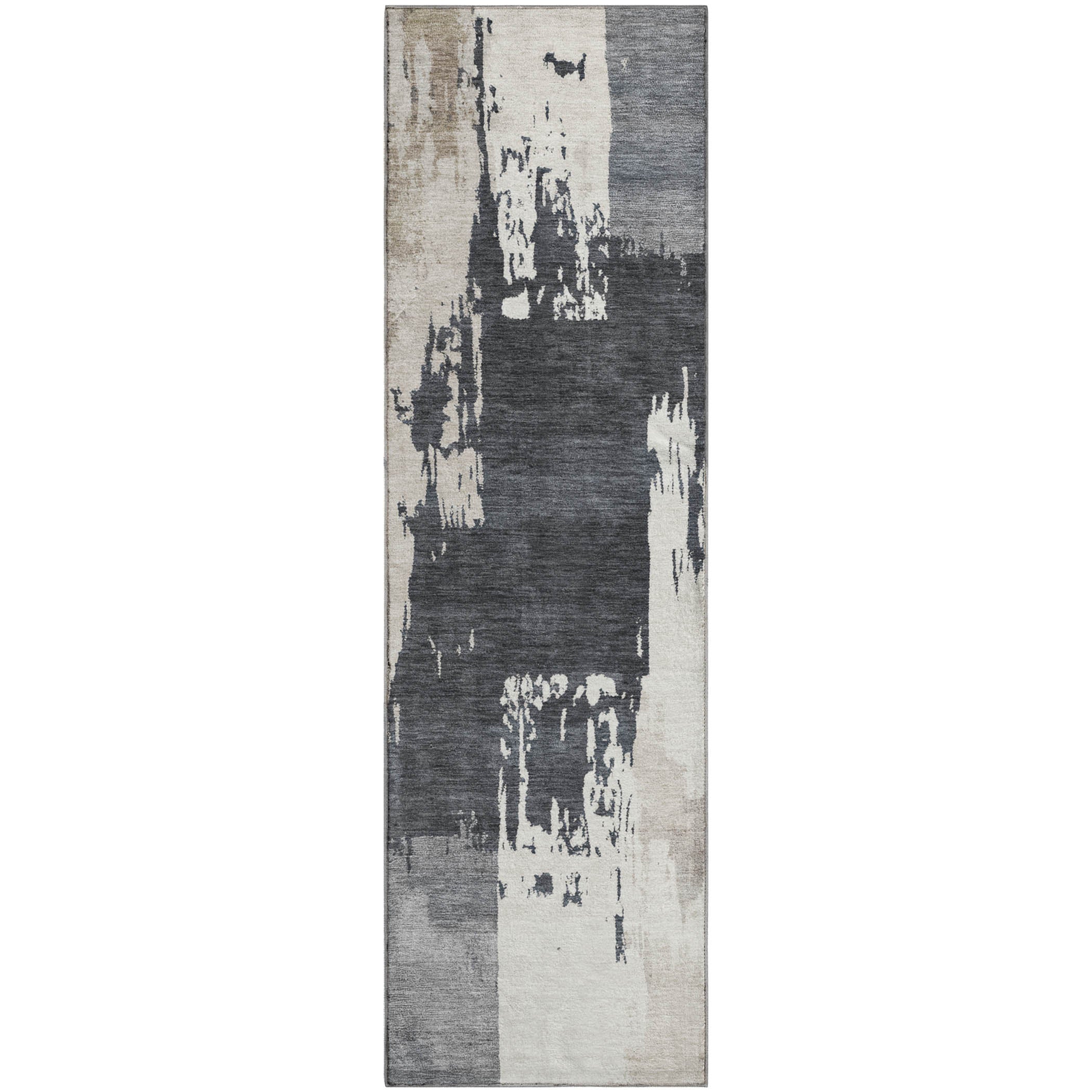 Mdina Machine Washable Contemporary Charcoal Gray Rug 2'3" x 7'6" #shape_Runner