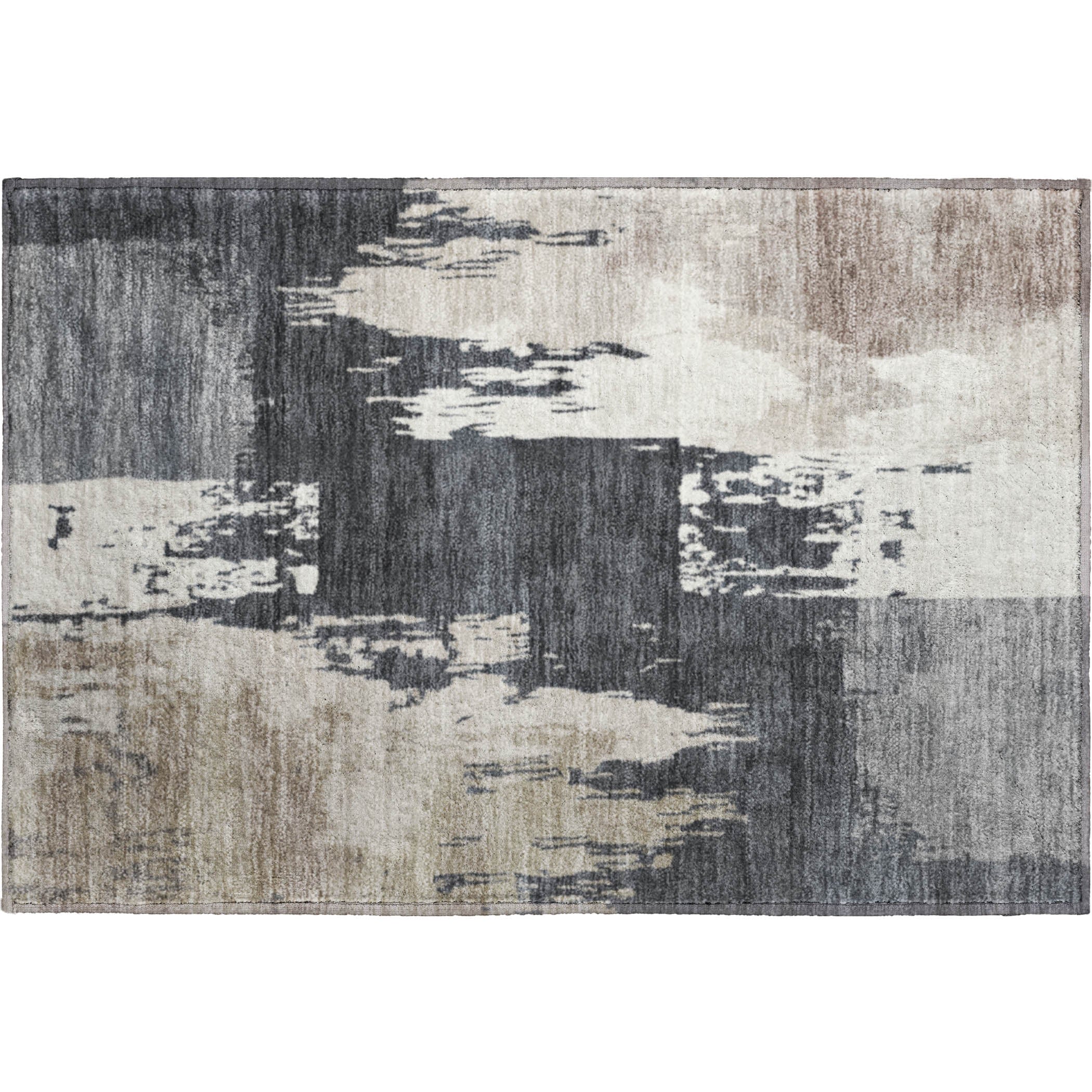 Mdina Machine Washable Contemporary Charcoal Gray Rug 1'8" x 2'6" #shape_Rectangle
