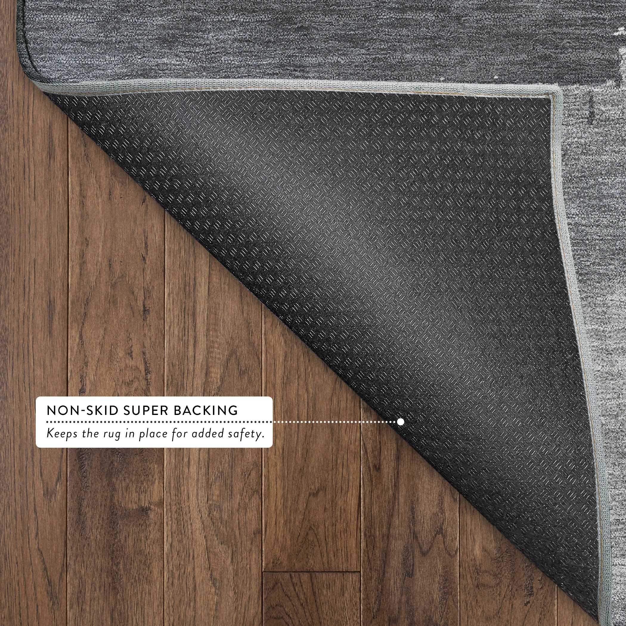 Mdina Machine Washable Contemporary Charcoal Gray Rug 1'8" x 2'6" #shape_Rectangle