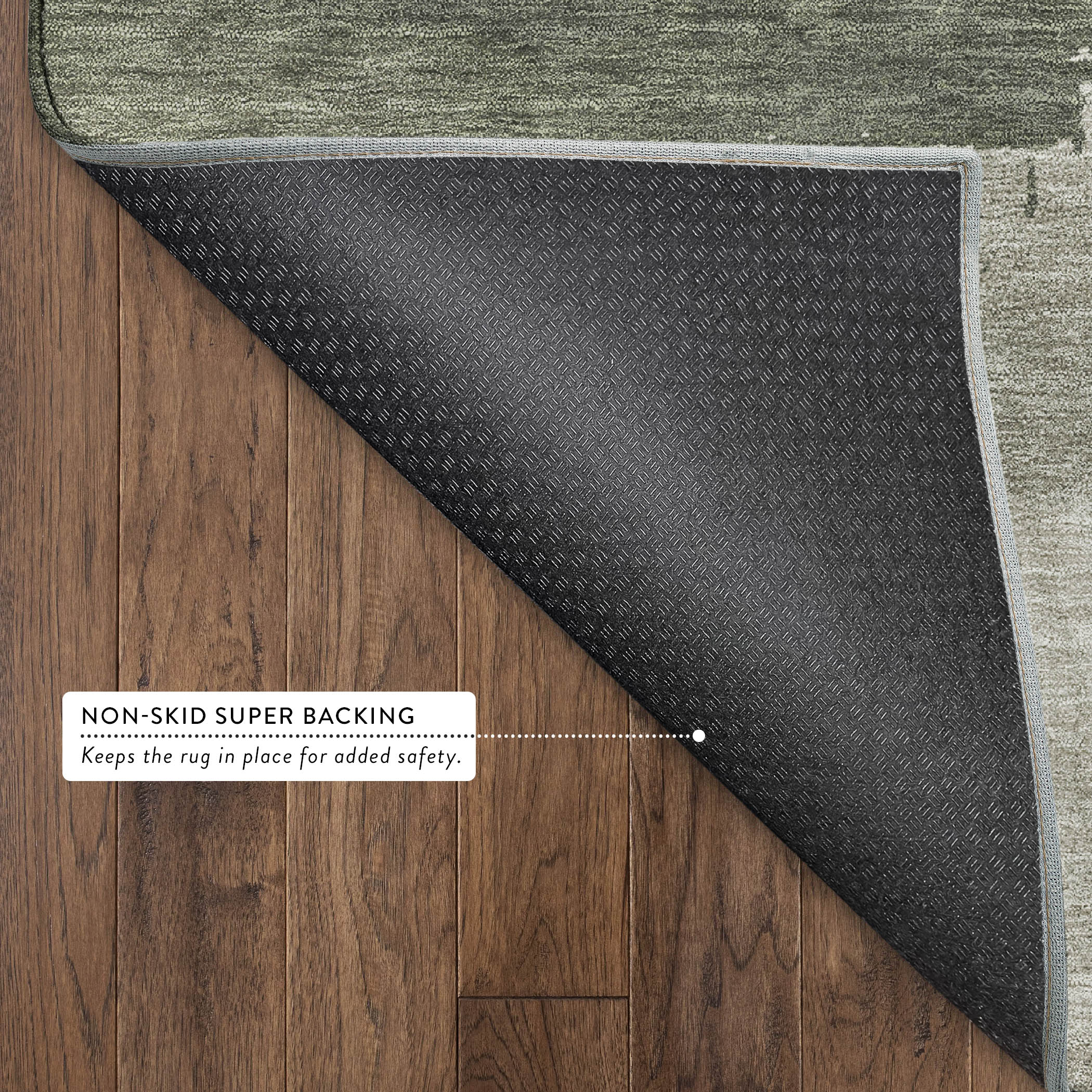 Mdina Machine Washable Contemporary Olive Green Rug 1'8" x 2'6" #shape_Rectangle