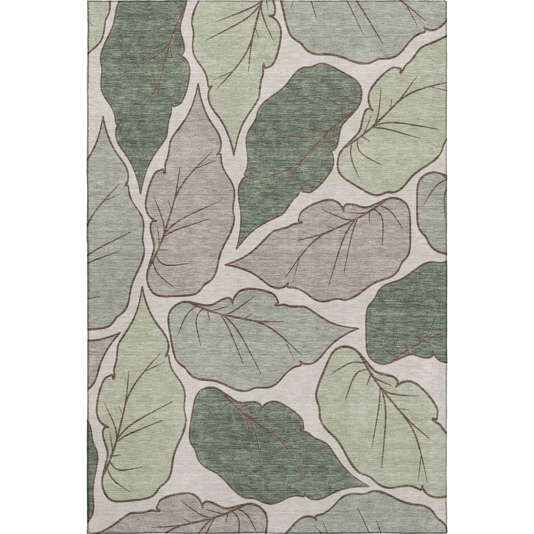 Porto Machine Washable Transitional Basil Green Rug 3' x 5' #shape_Rectangle