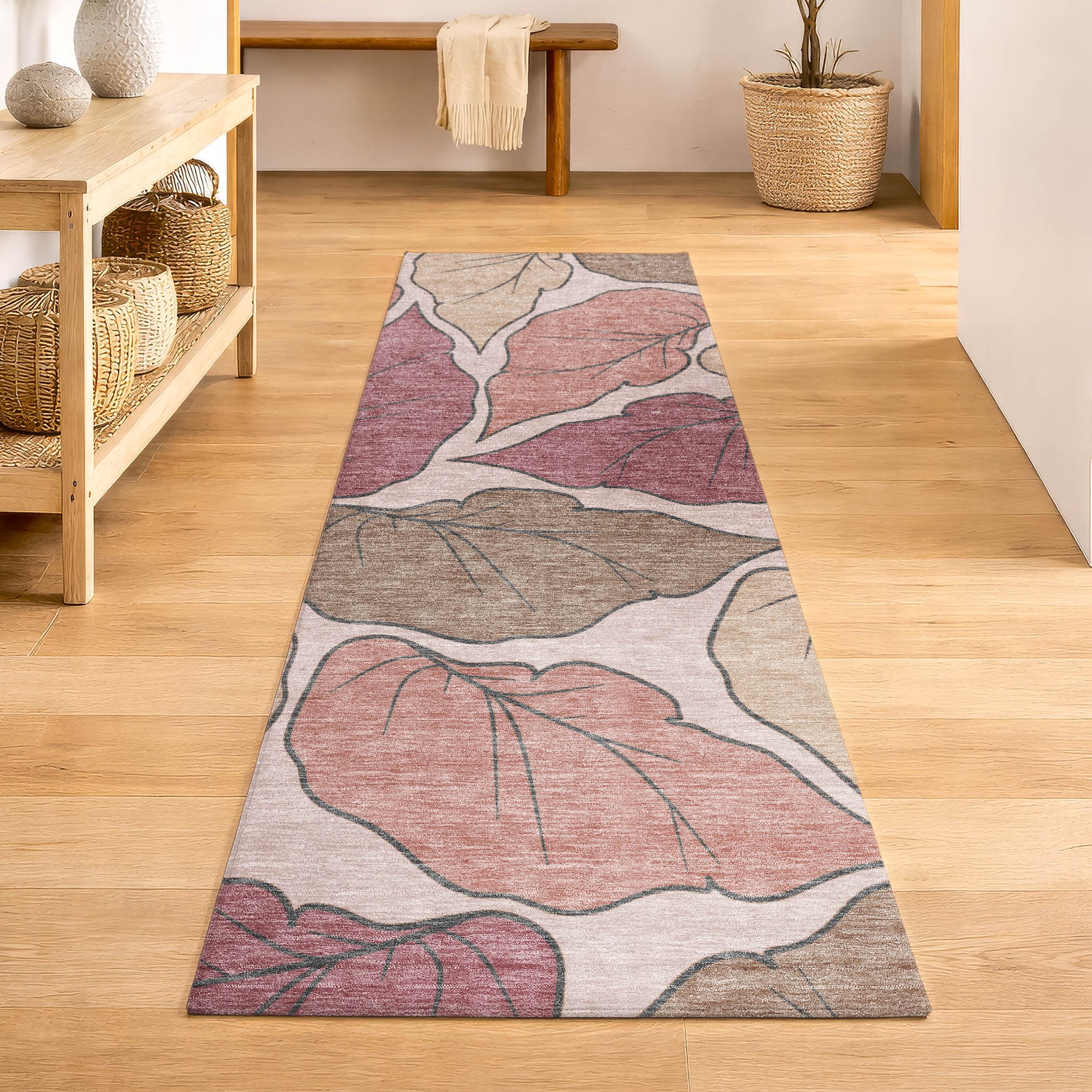 Porto Machine Washable Transitional Blush Pink Rug 2'3" x 7'6" #shape_Runner
