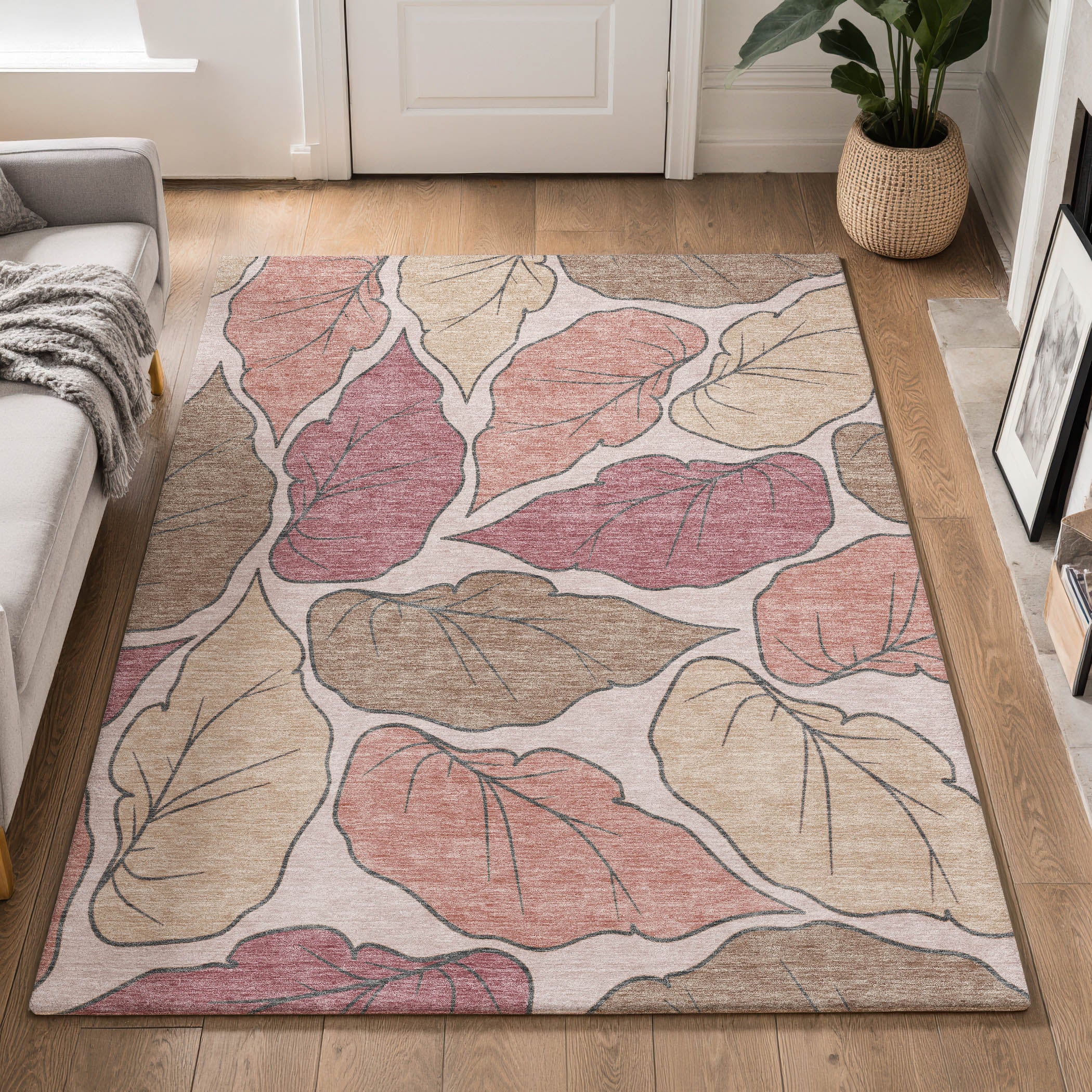 Porto Machine Washable Transitional Blush Pink Rug 3' x 5' #shape_Rectangle