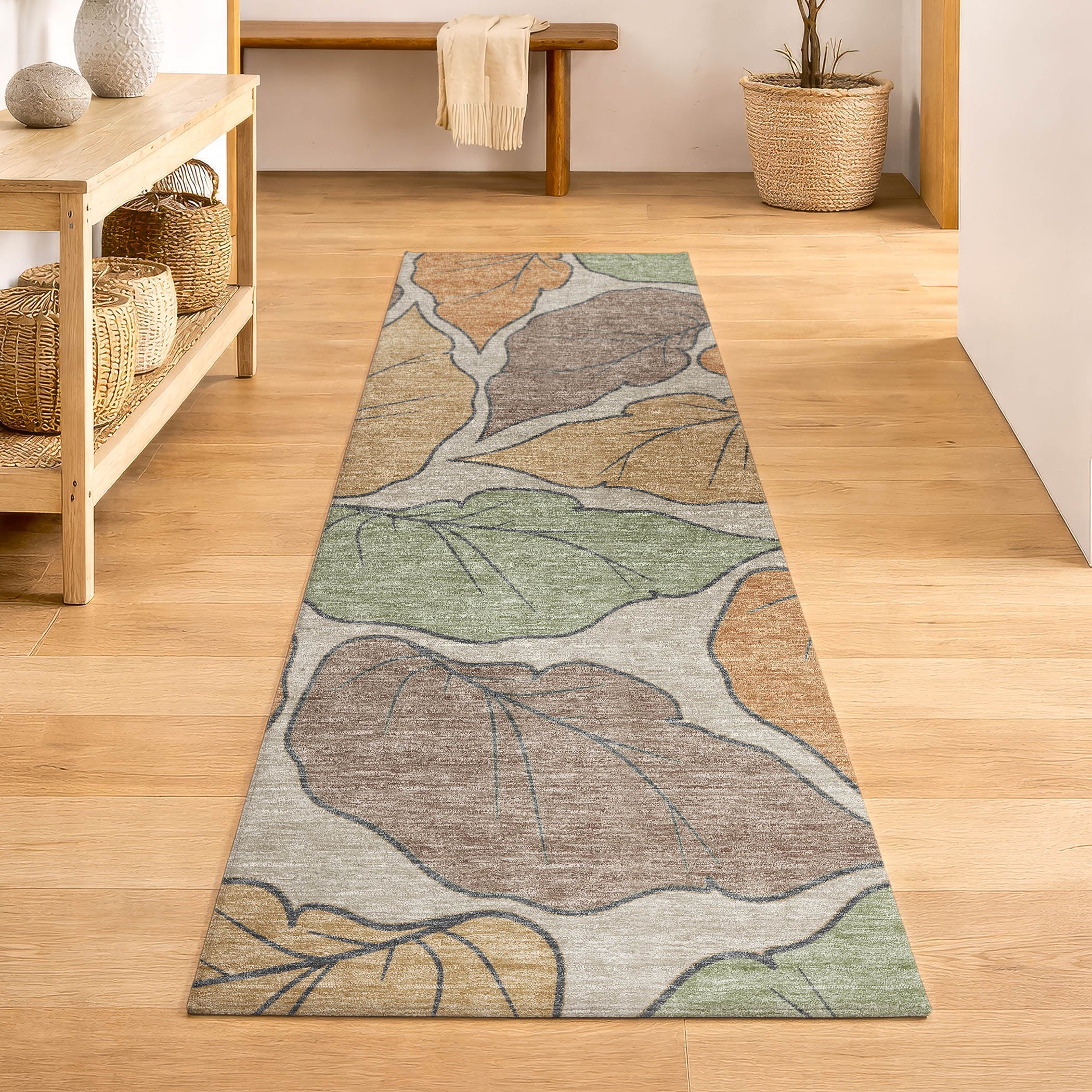 Porto Machine Washable Transitional Copper Orange Rug 2'3" x 7'6" #shape_Runner