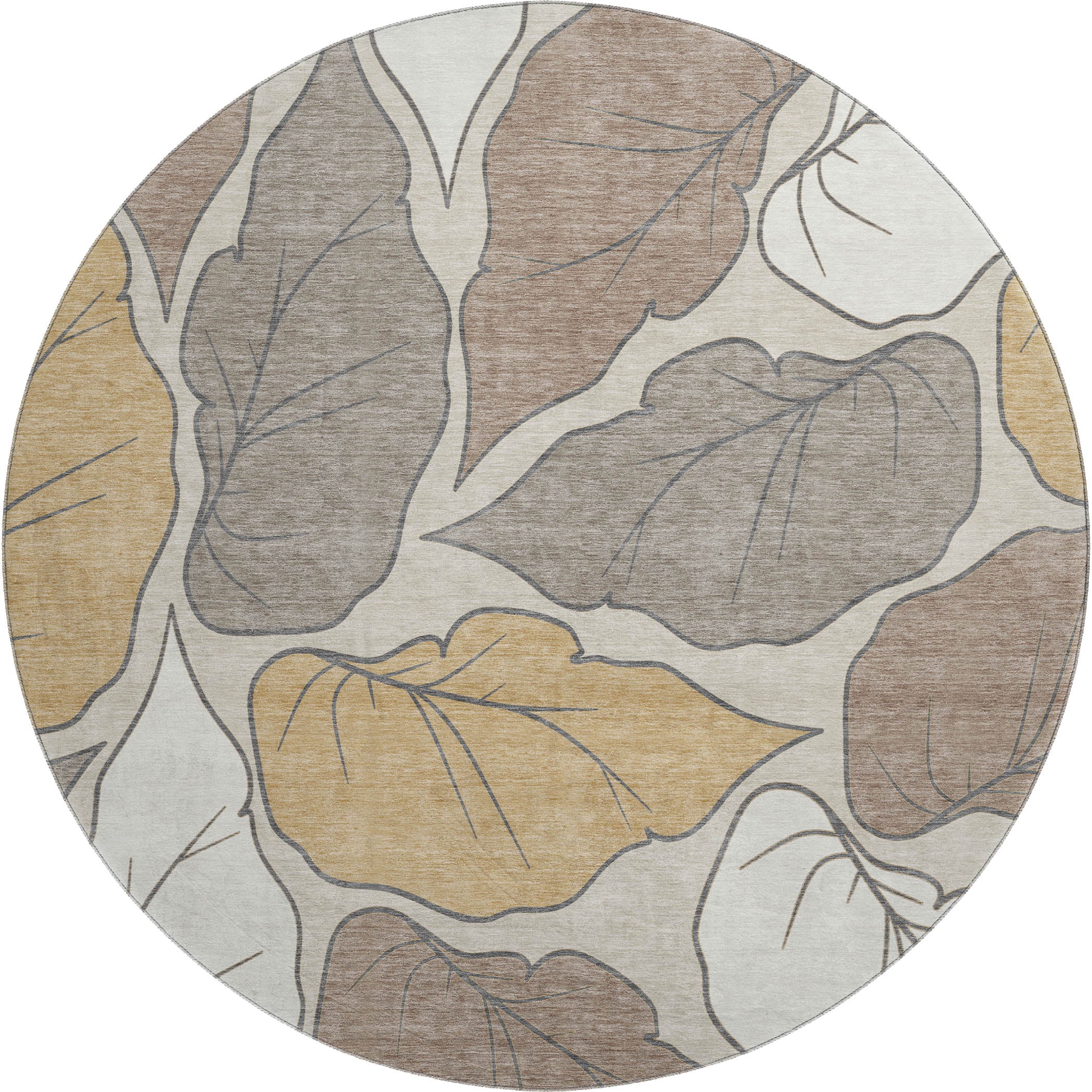 Porto Machine Washable Transitional Linen Ivory Rug 8' x 8' #shape_Round