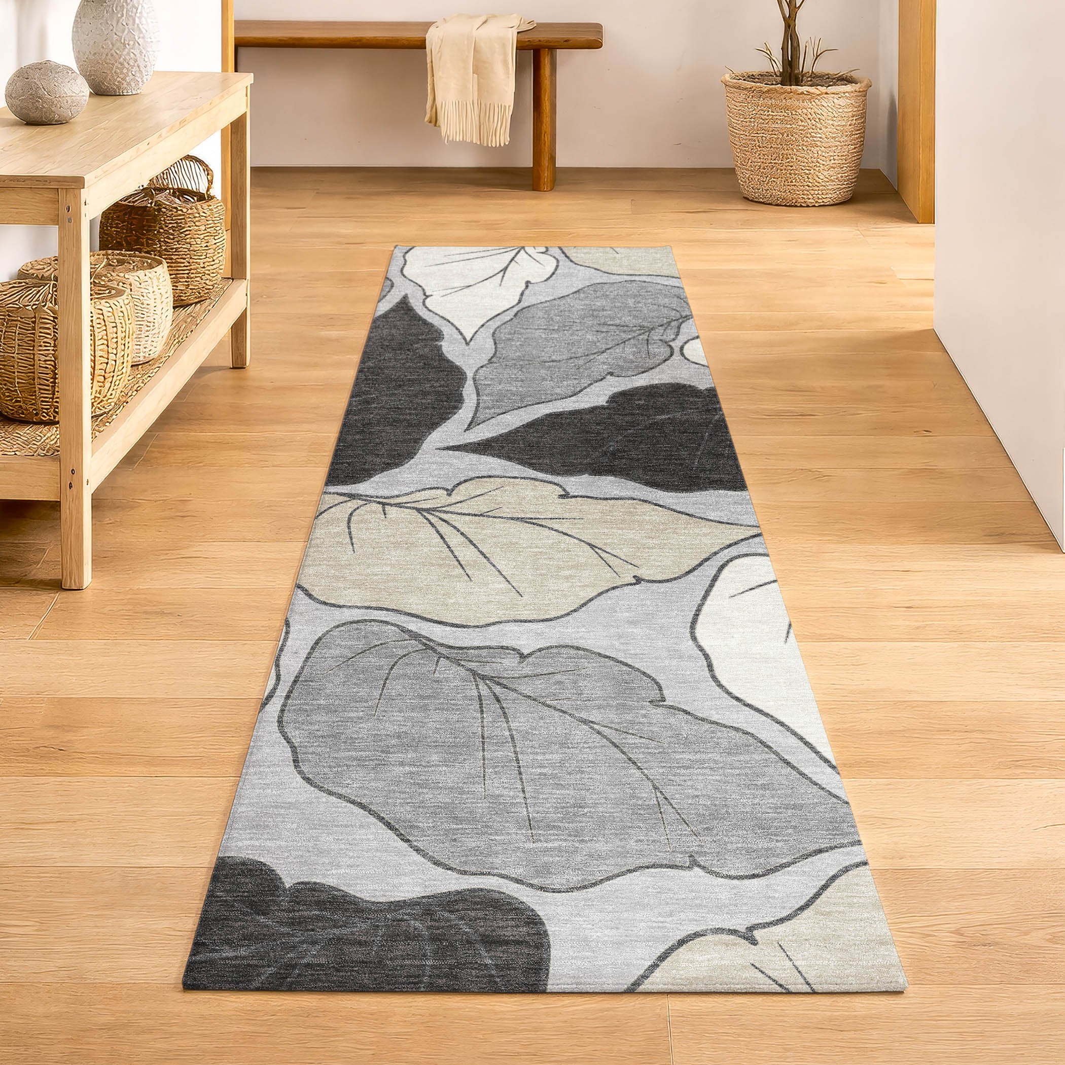 Porto Machine Washable Transitional Silver Gray Rug 2'3" x 7'6" #shape_Runner