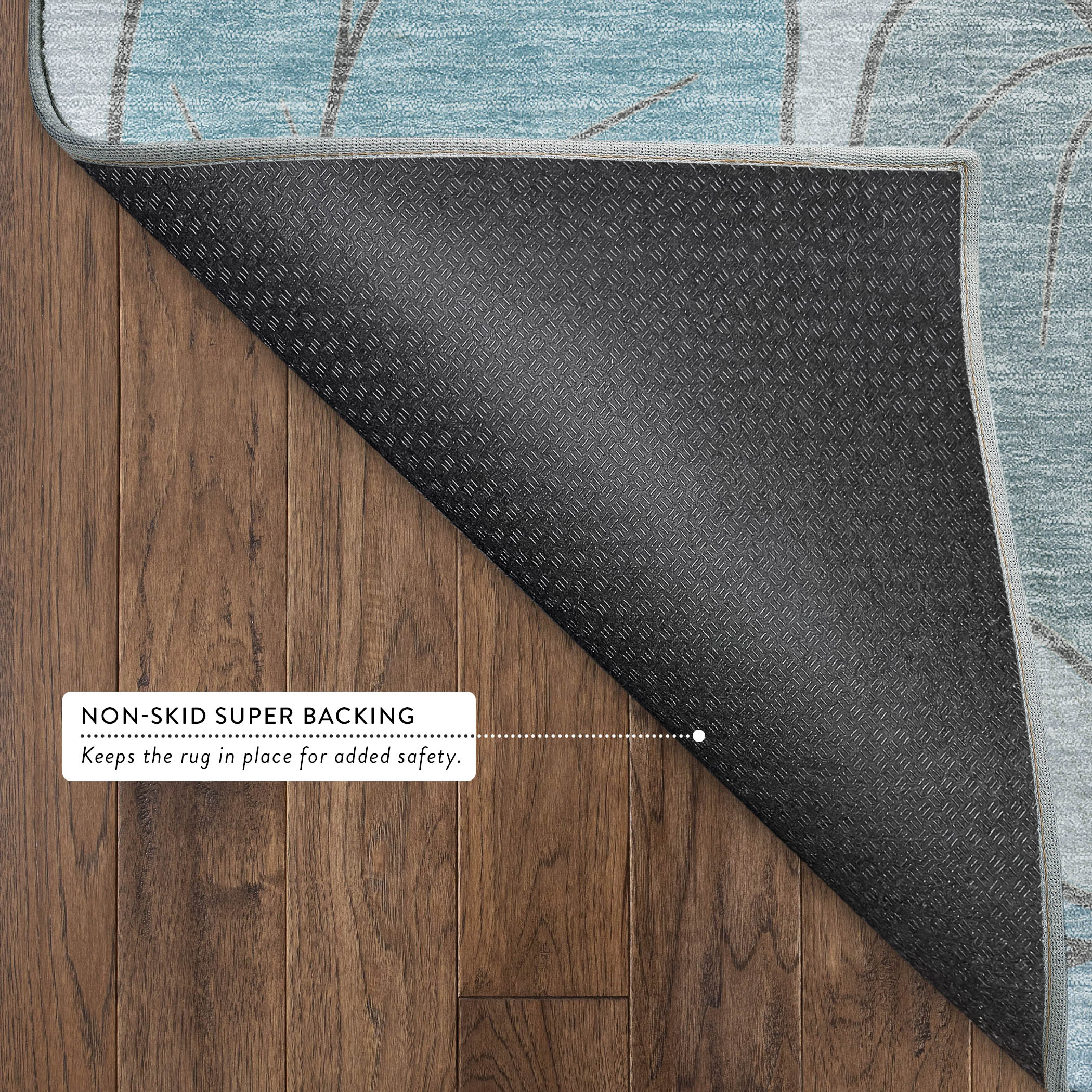 Porto Machine Washable Transitional Teal Rug 1'8" x 2'6" #shape_Rectangle