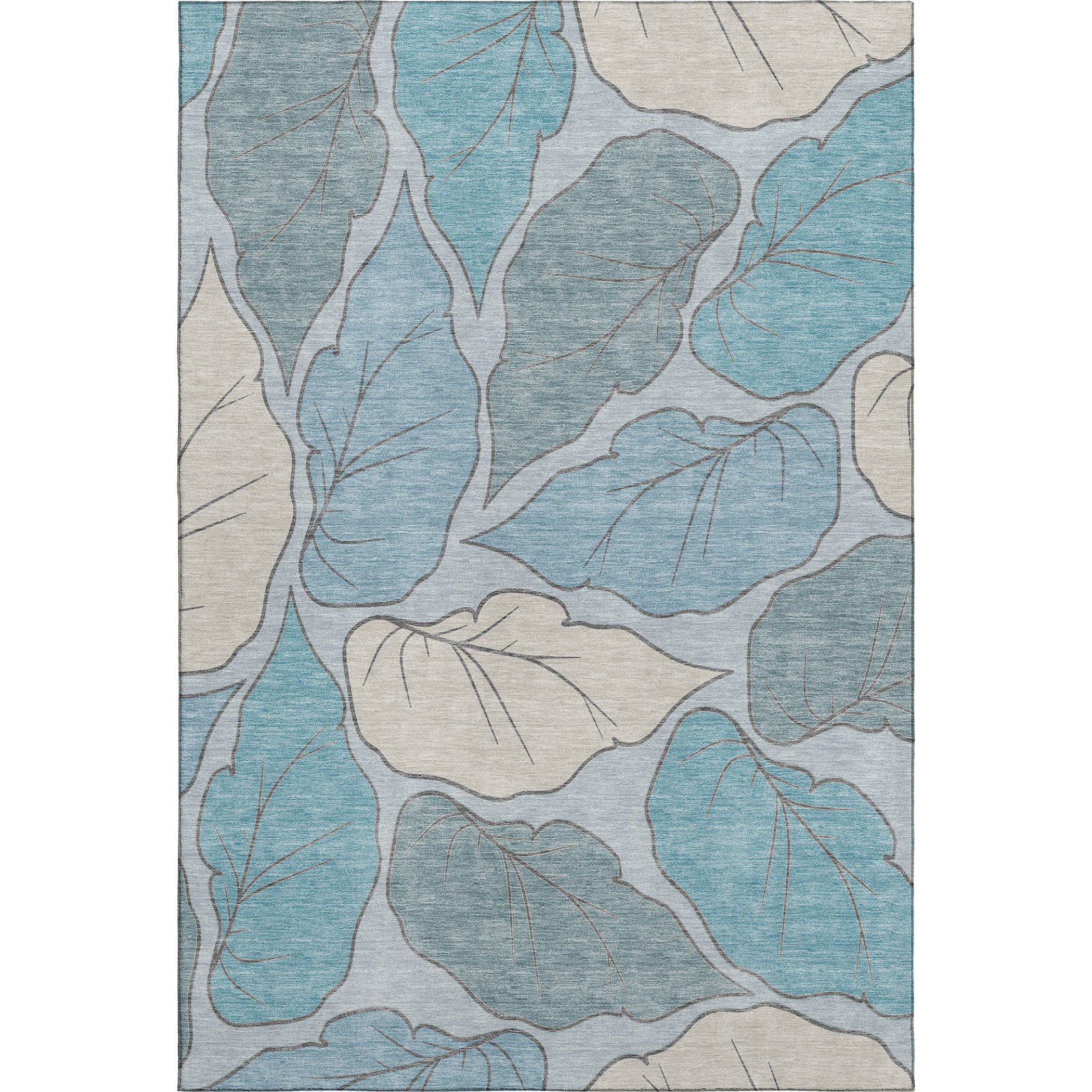 Porto Machine Washable Transitional Teal Rug 3' x 5' #shape_Rectangle