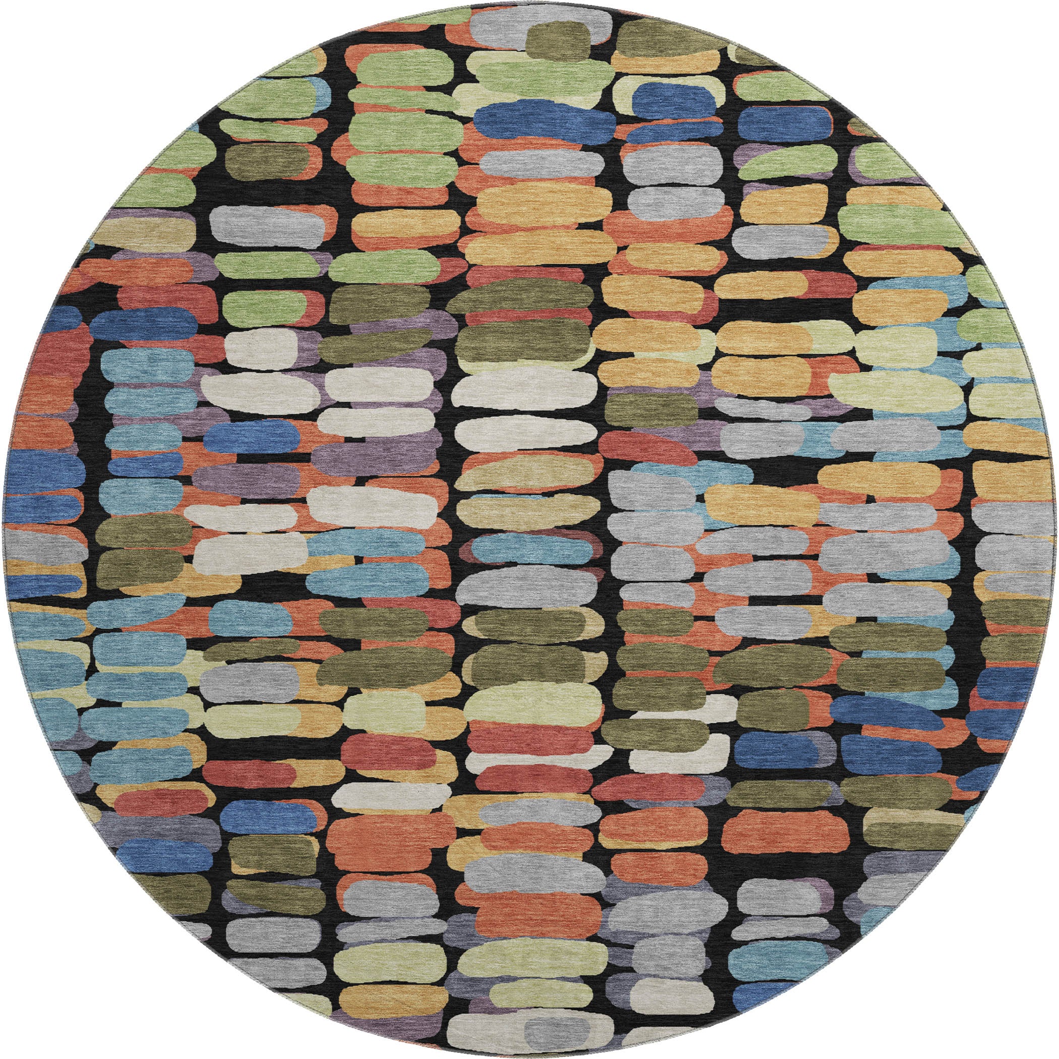 Siena Machine Washable Transitional Black Rug 8' x 8' #shape_Round