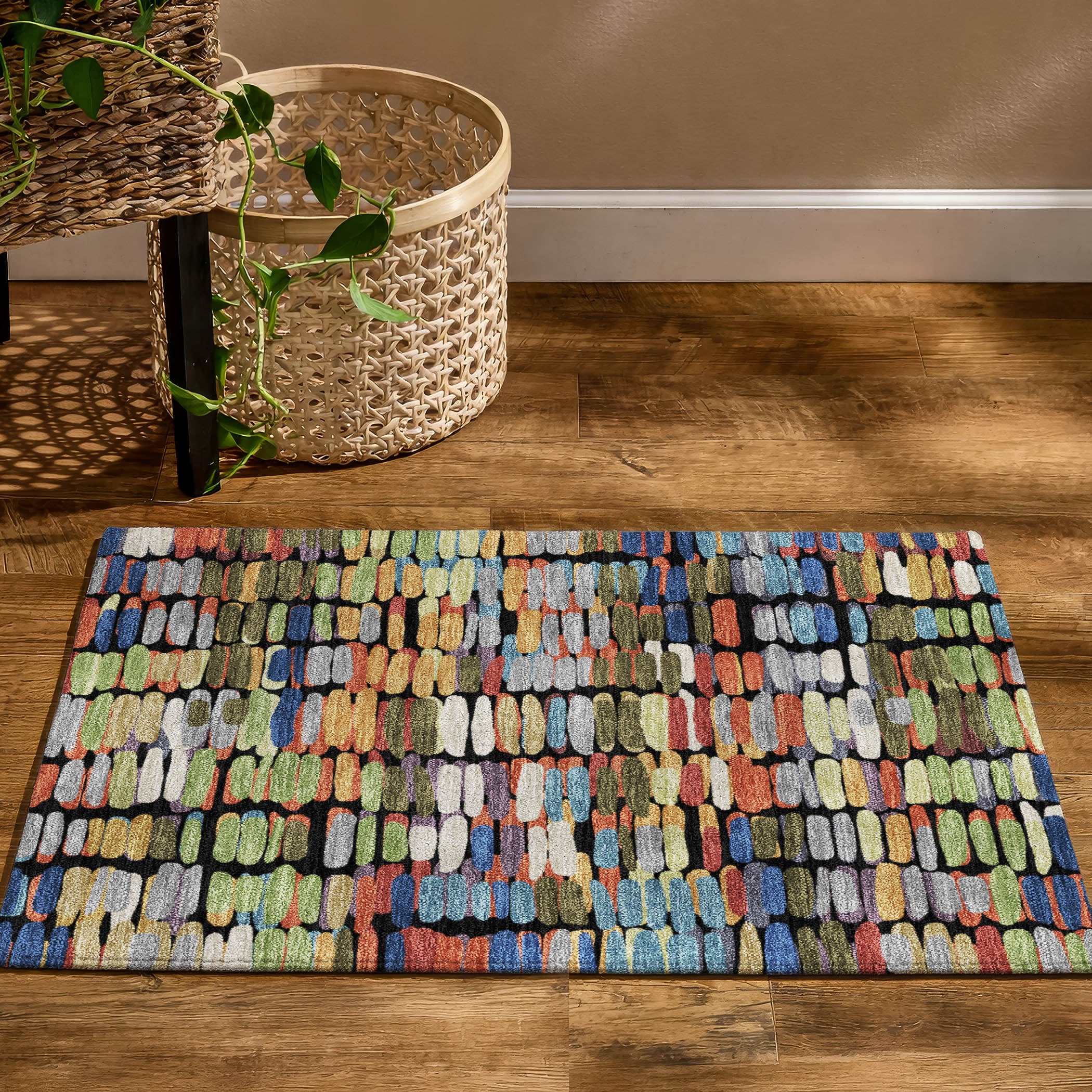 Siena Machine Washable Transitional Black Rug 1'8" x 2'6" #shape_Rectangle