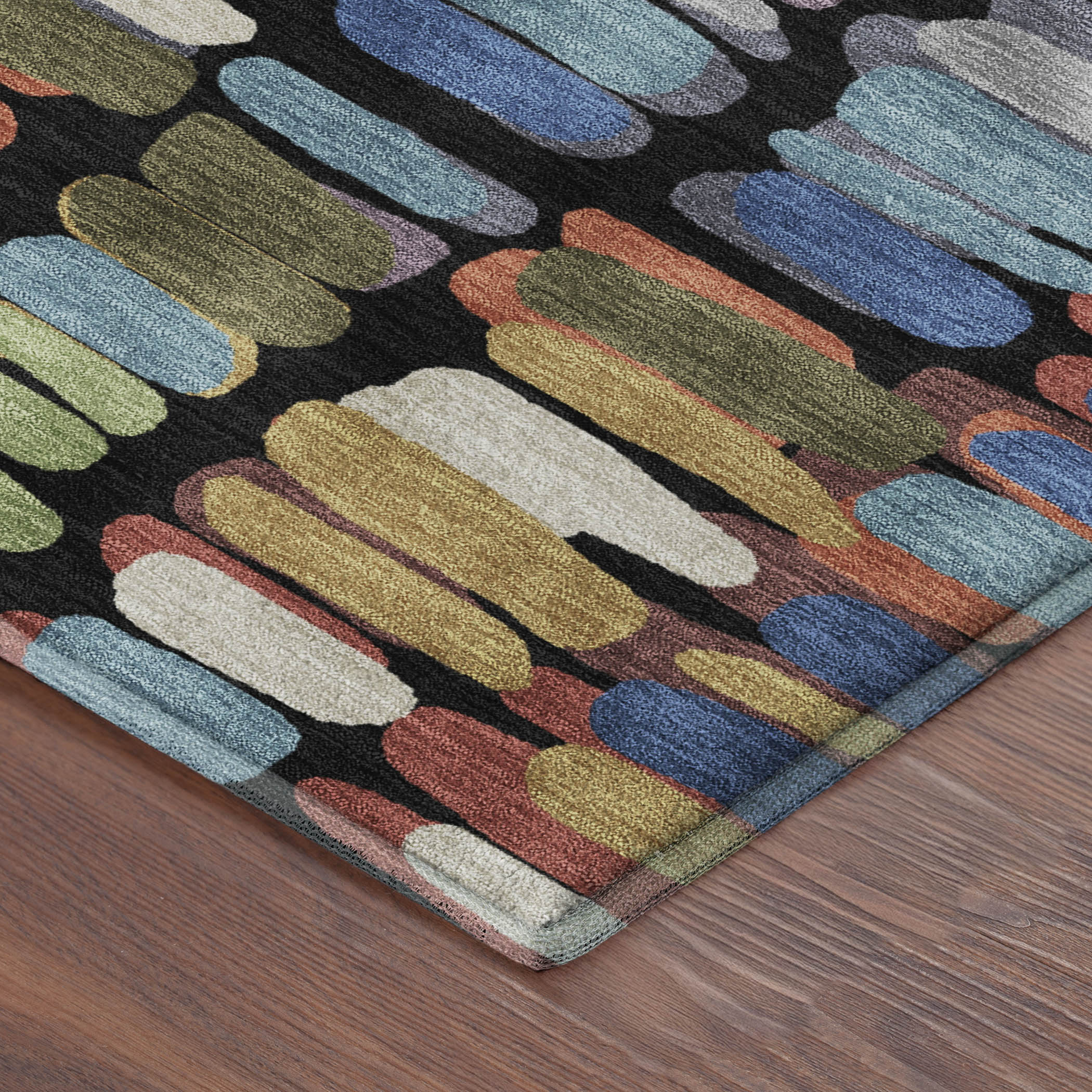 Siena Machine Washable Transitional Black Rug 1'8" x 2'6" #shape_Rectangle