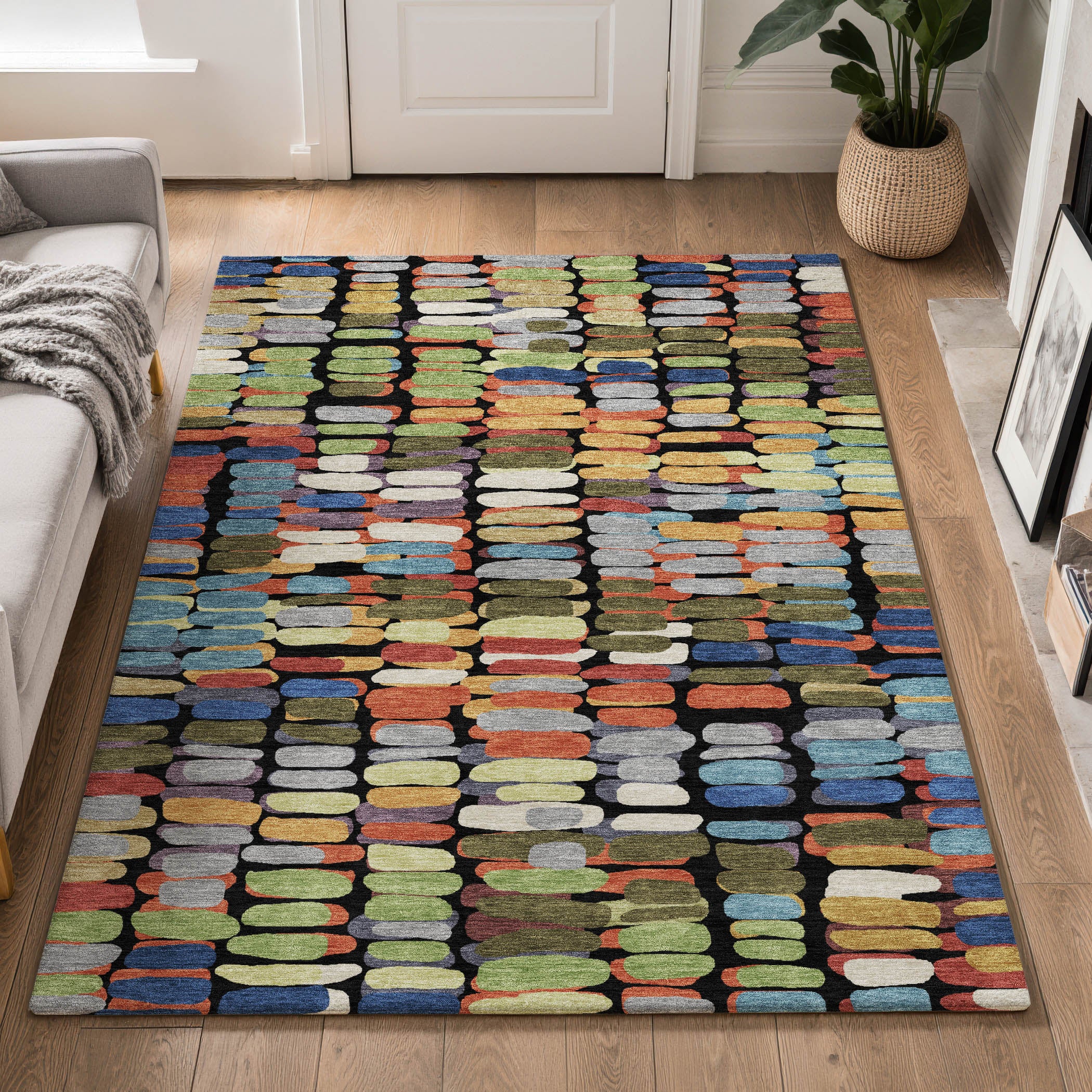 Siena Machine Washable Transitional Black Rug 3' x 5' #shape_Rectangle