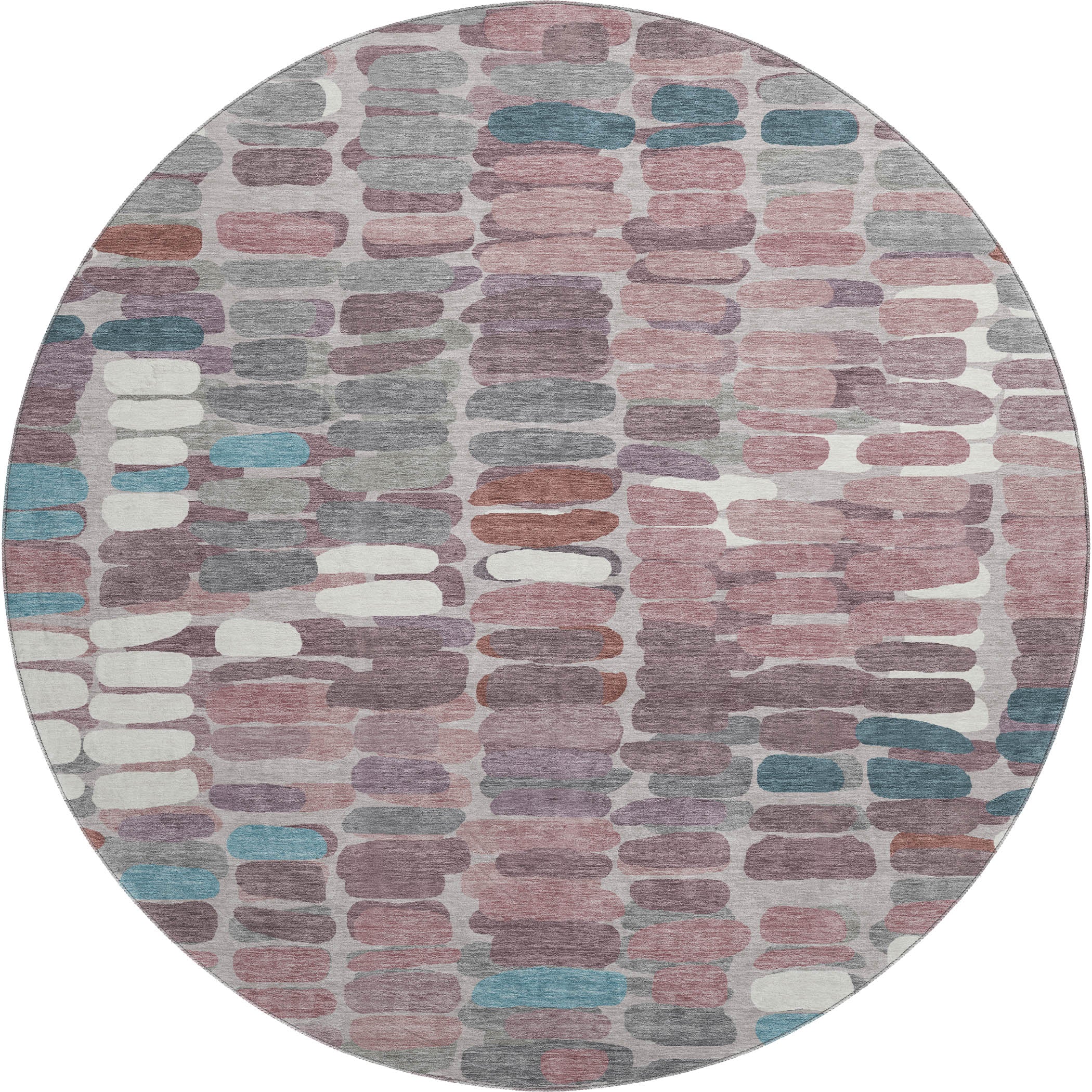 Siena Machine Washable Transitional Blush Pink Rug 8' x 8' #shape_Round