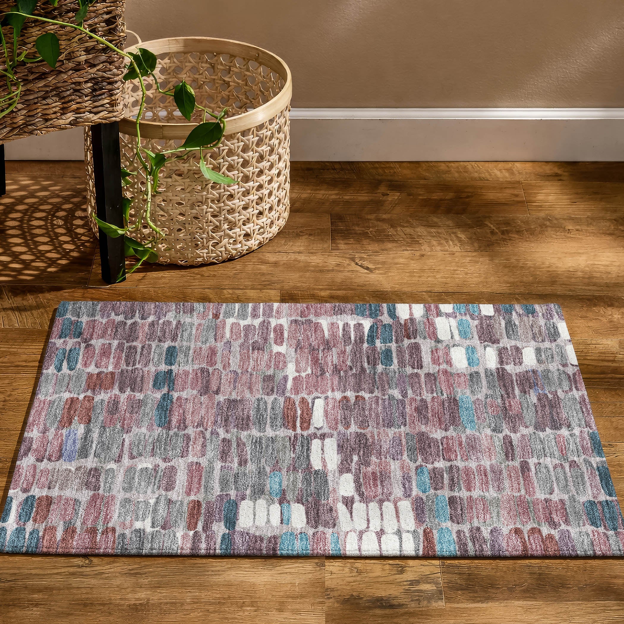 Siena Machine Washable Transitional Blush Pink Rug 1'8" x 2'6" #shape_Rectangle