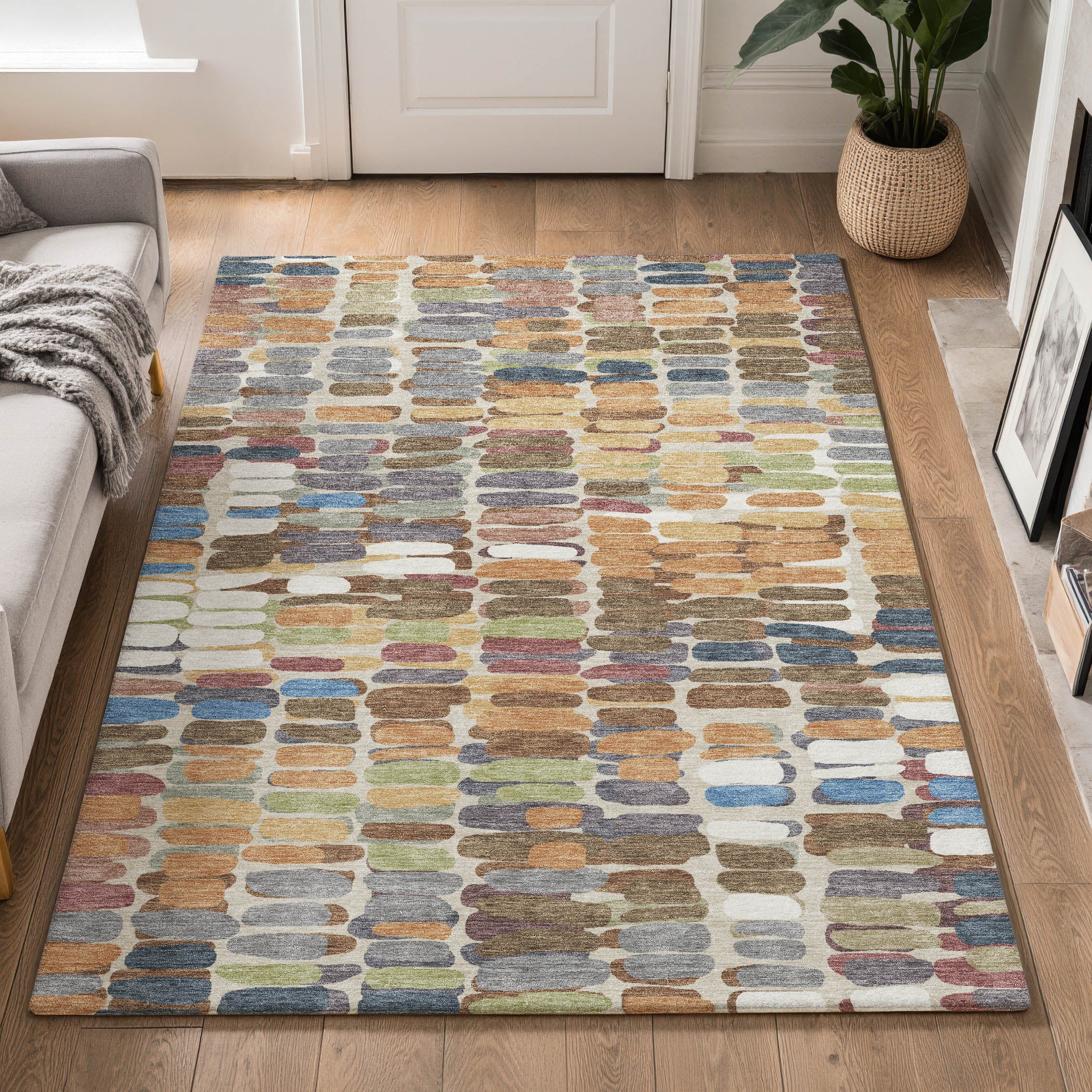 Siena Machine Washable Transitional Copper Orange Rug 3' x 5' #shape_Rectangle