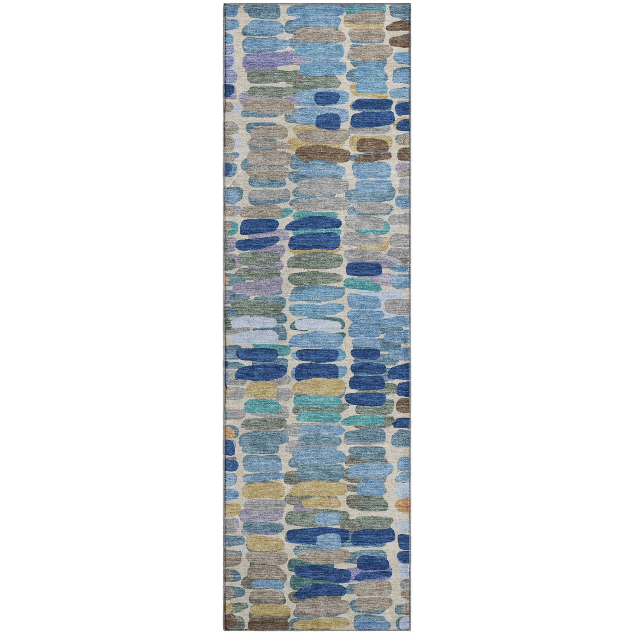 Siena Machine Washable Transitional Denim Blue Rug 2'3" x 7'6" #shape_Runner