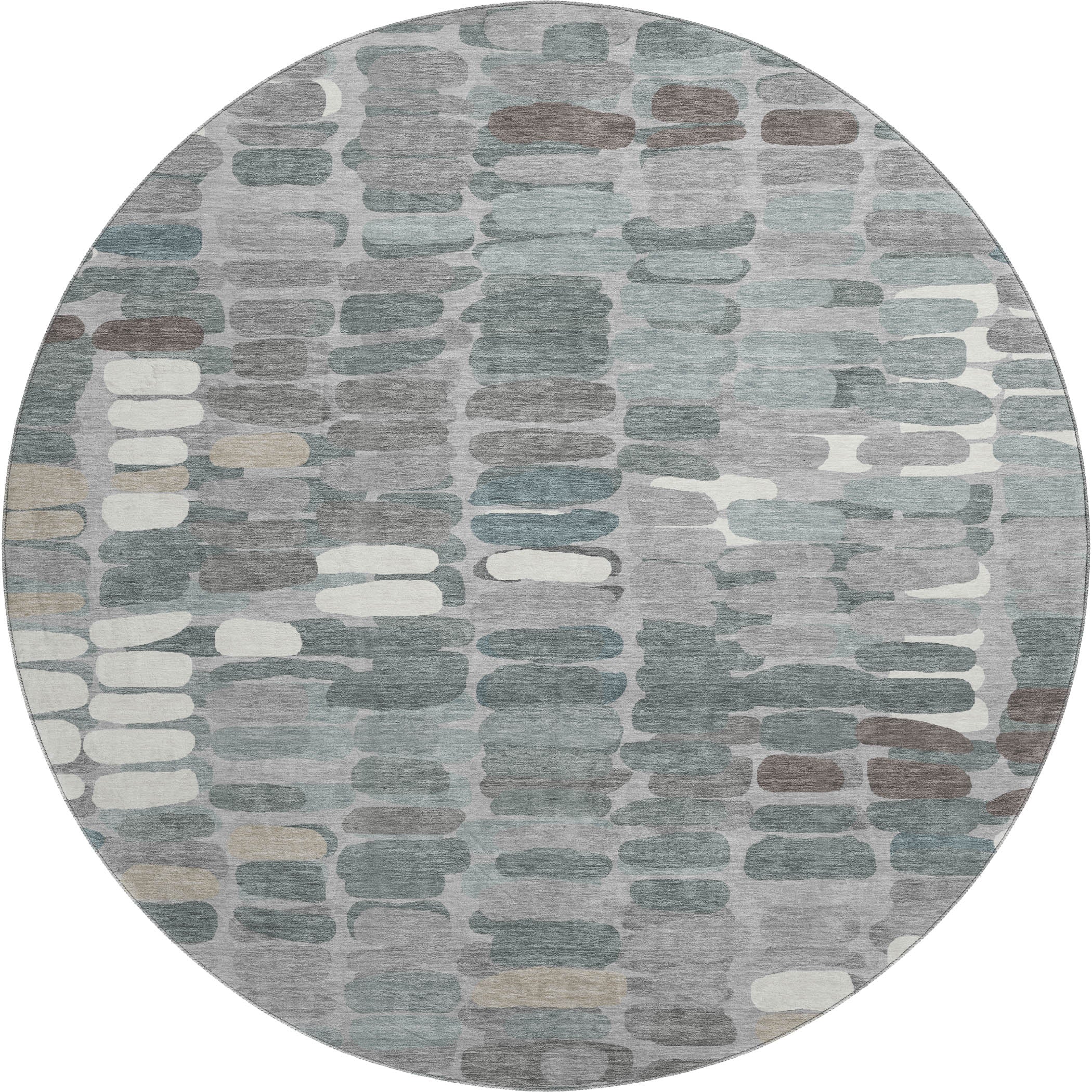 Siena Machine Washable Transitional Gray Rug 8' x 8' #shape_Round
