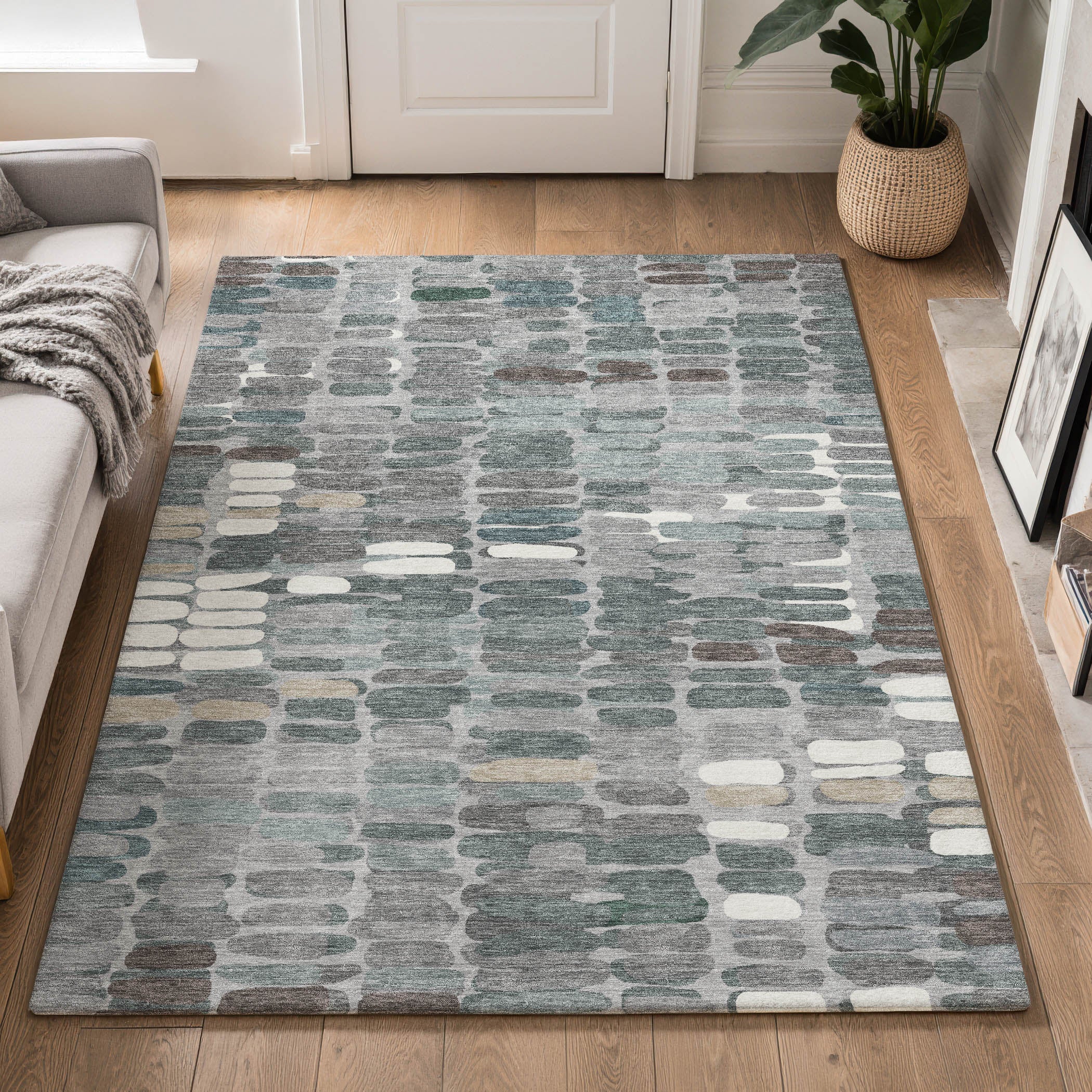 Siena Machine Washable Transitional Gray Rug 3' x 5' #shape_Rectangle