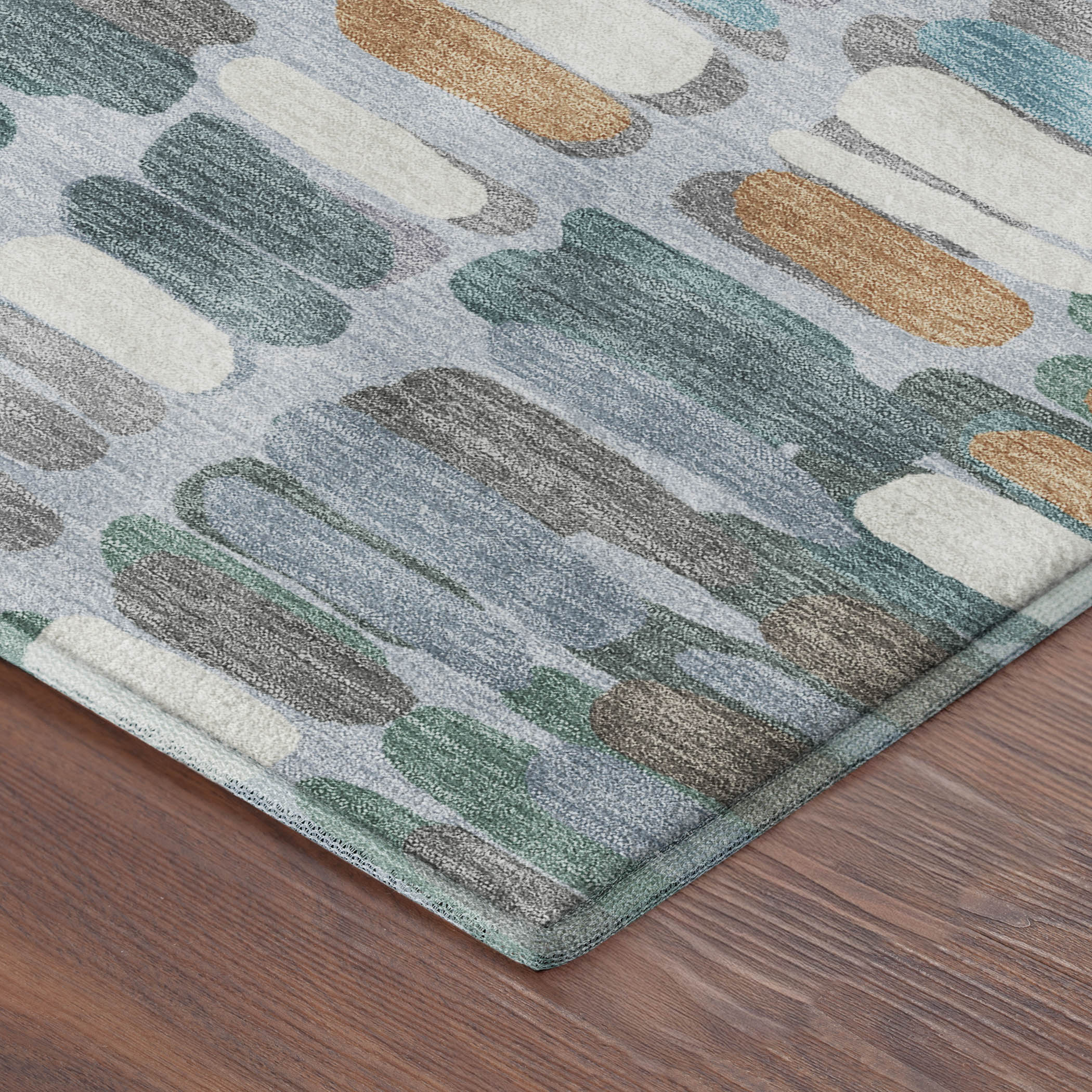 Siena Machine Washable Transitional Teal Rug 1'8" x 2'6" #shape_Rectangle