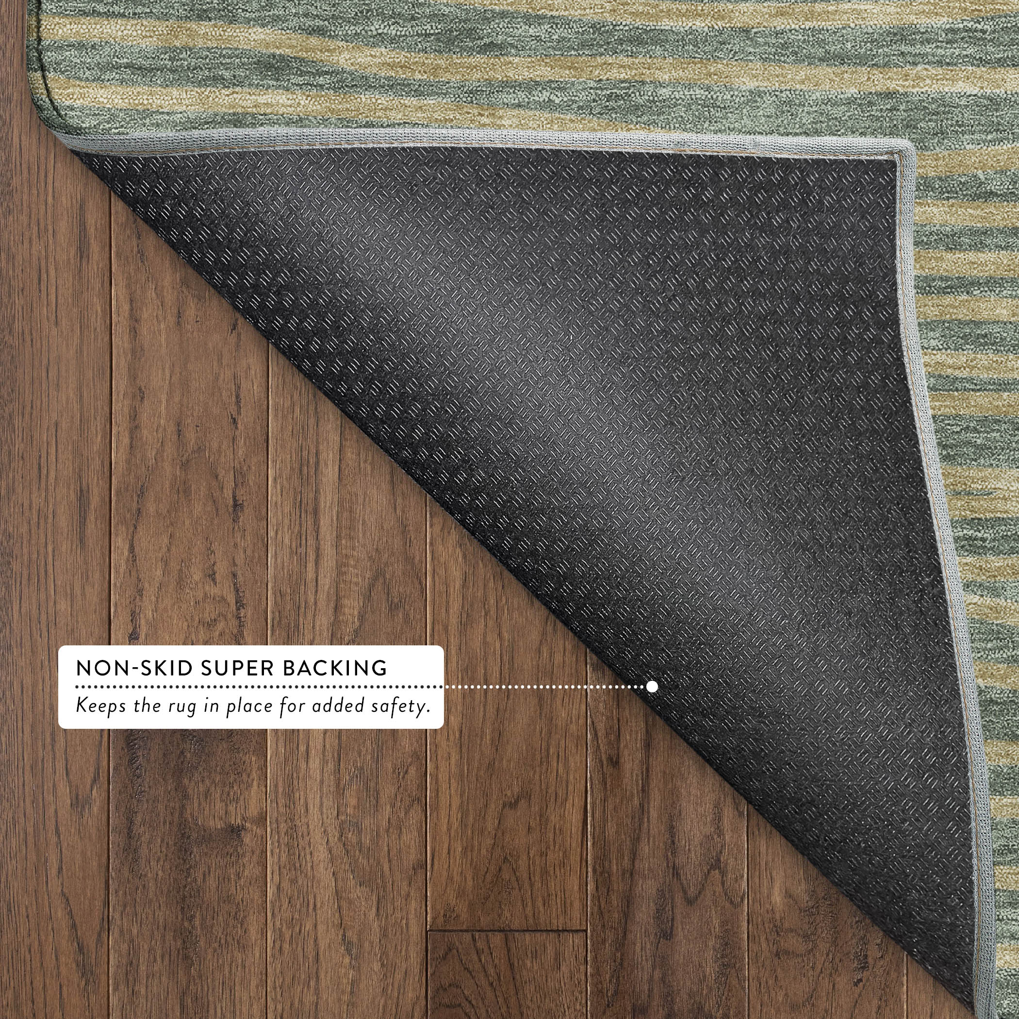 Bern Machine Washable Transitional Basil Green Rug 1'8" x 2'6" #shape_Rectangle